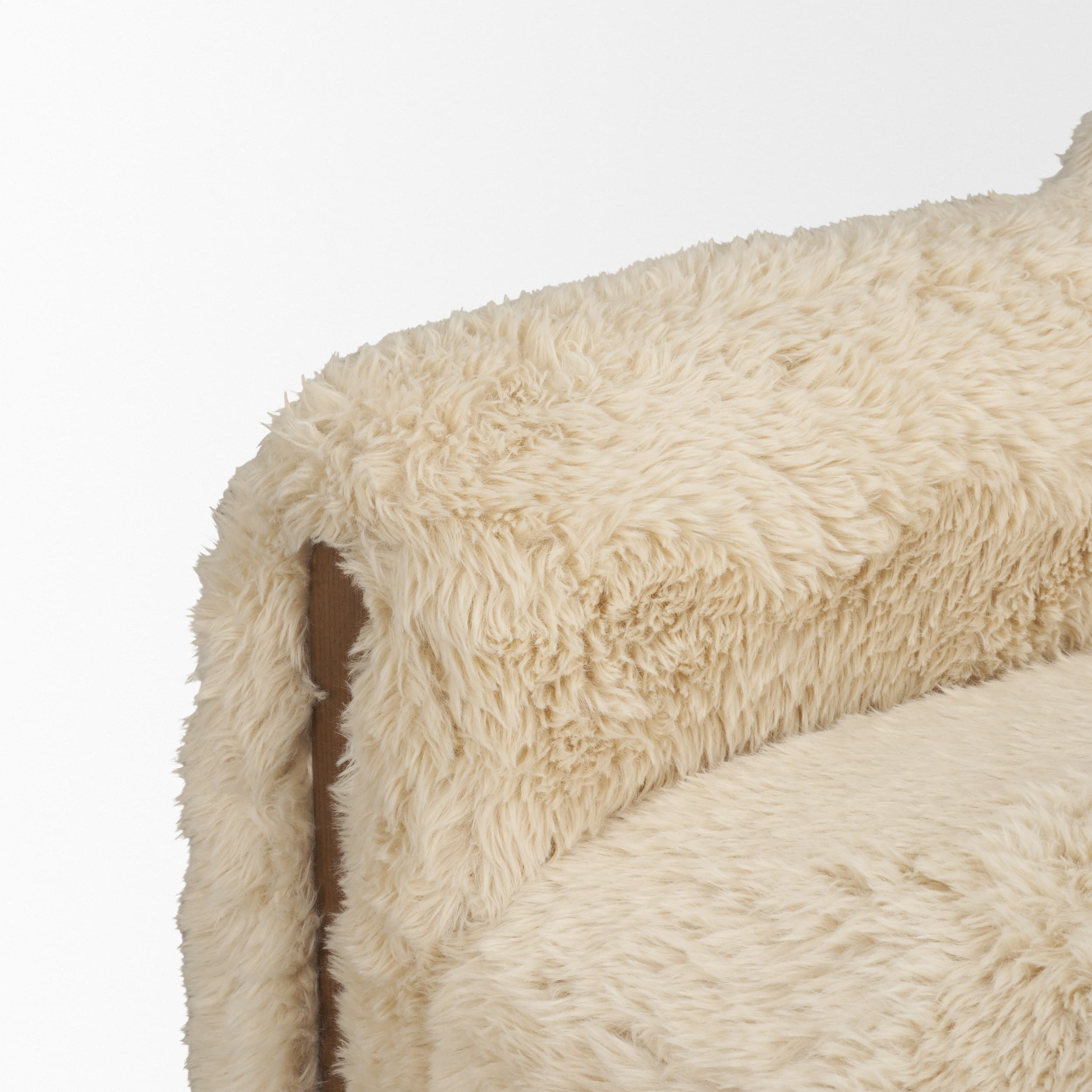 Huntley Cream Faux Fur Fabric Swivel Accent Chair — product photograph