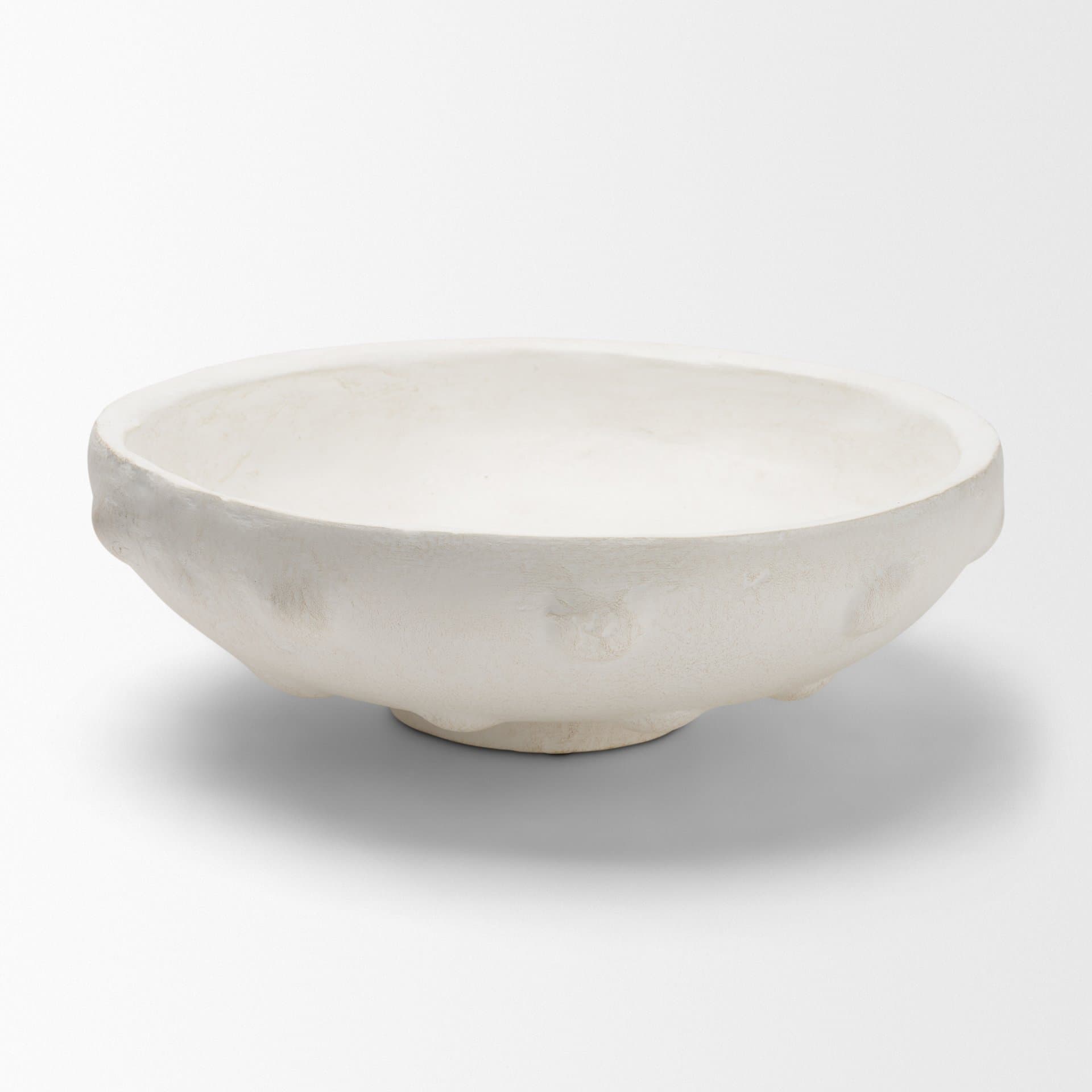Punto Large White Paper Mache Dotted Centerpiece Bowl — product photograph