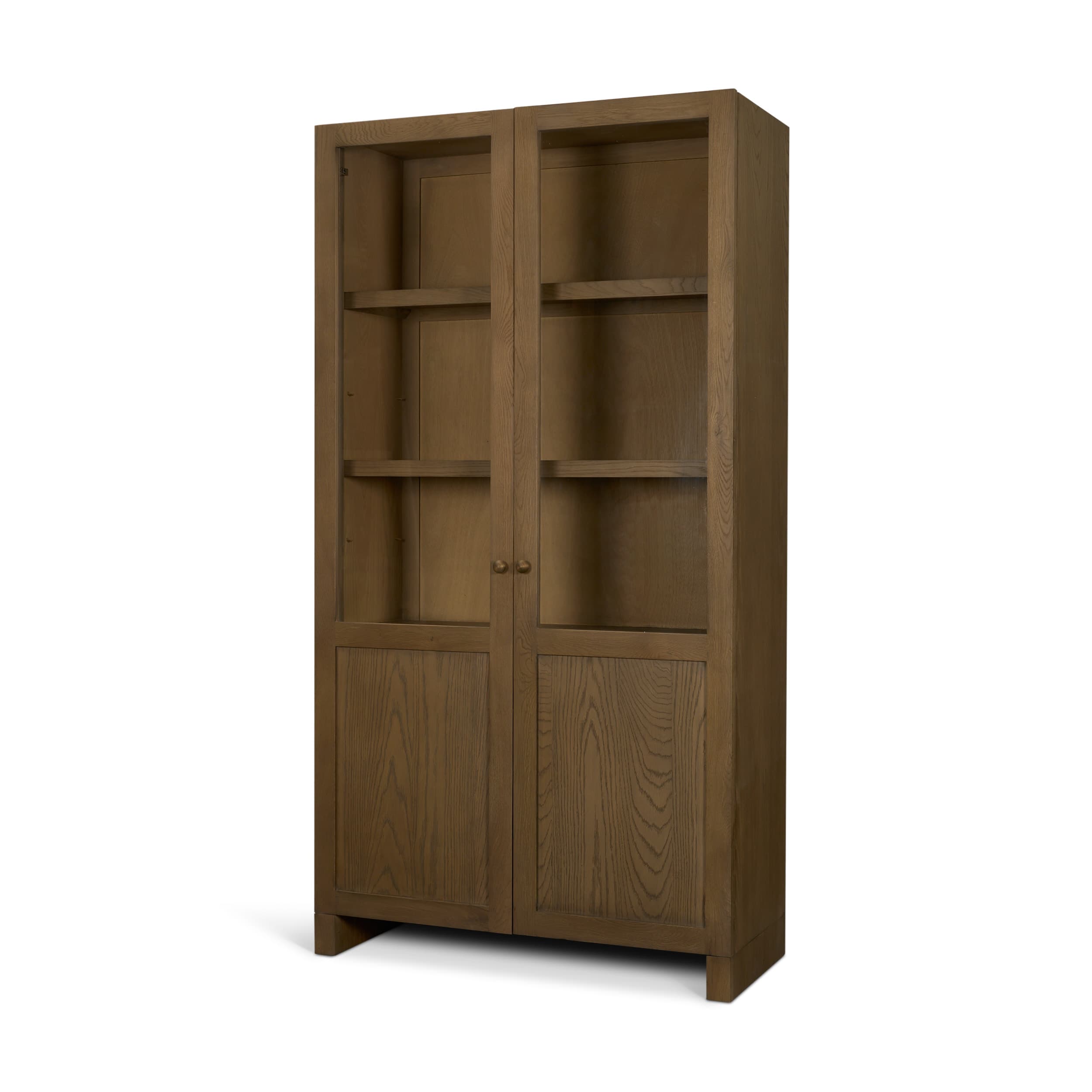 Henry Dark & Light Brown Oak Wood w/ Glass Doors Curio Cabinet — product photograph