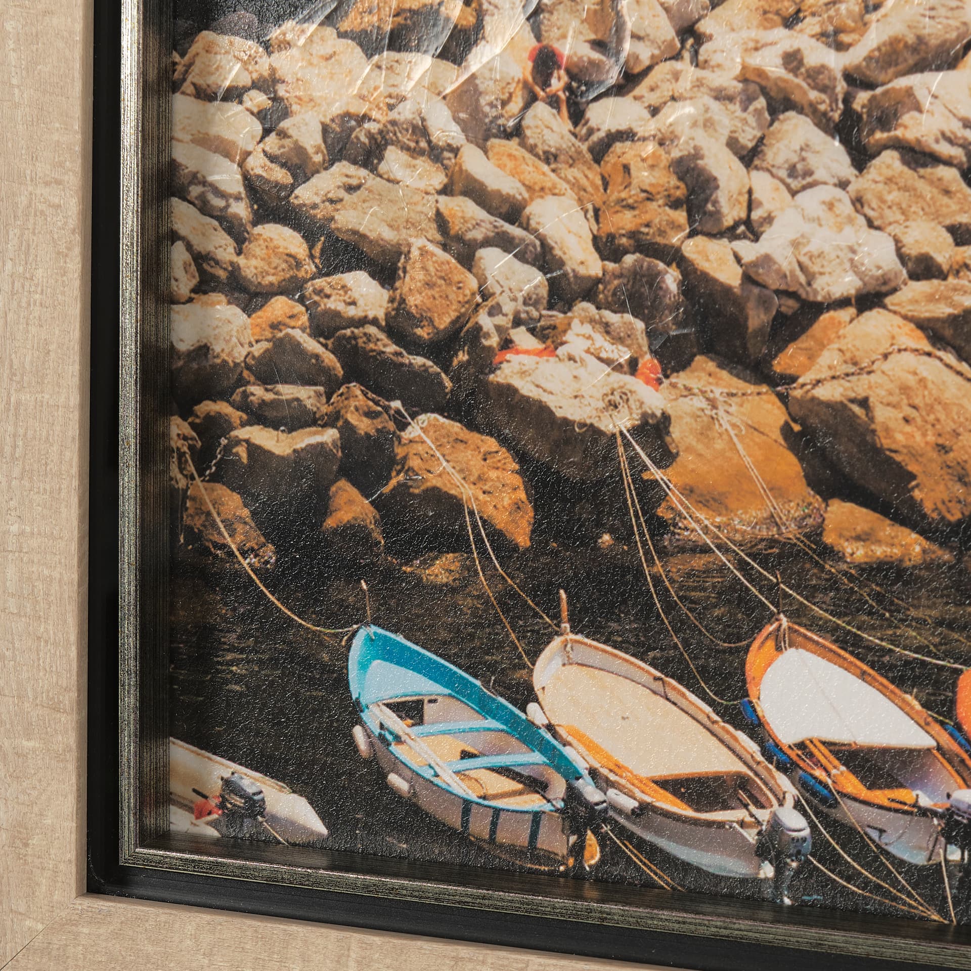 Cliffside View by Mercana Studio a Hand Embellished Textured Framed Art Photo Matted under Glass — product photograph