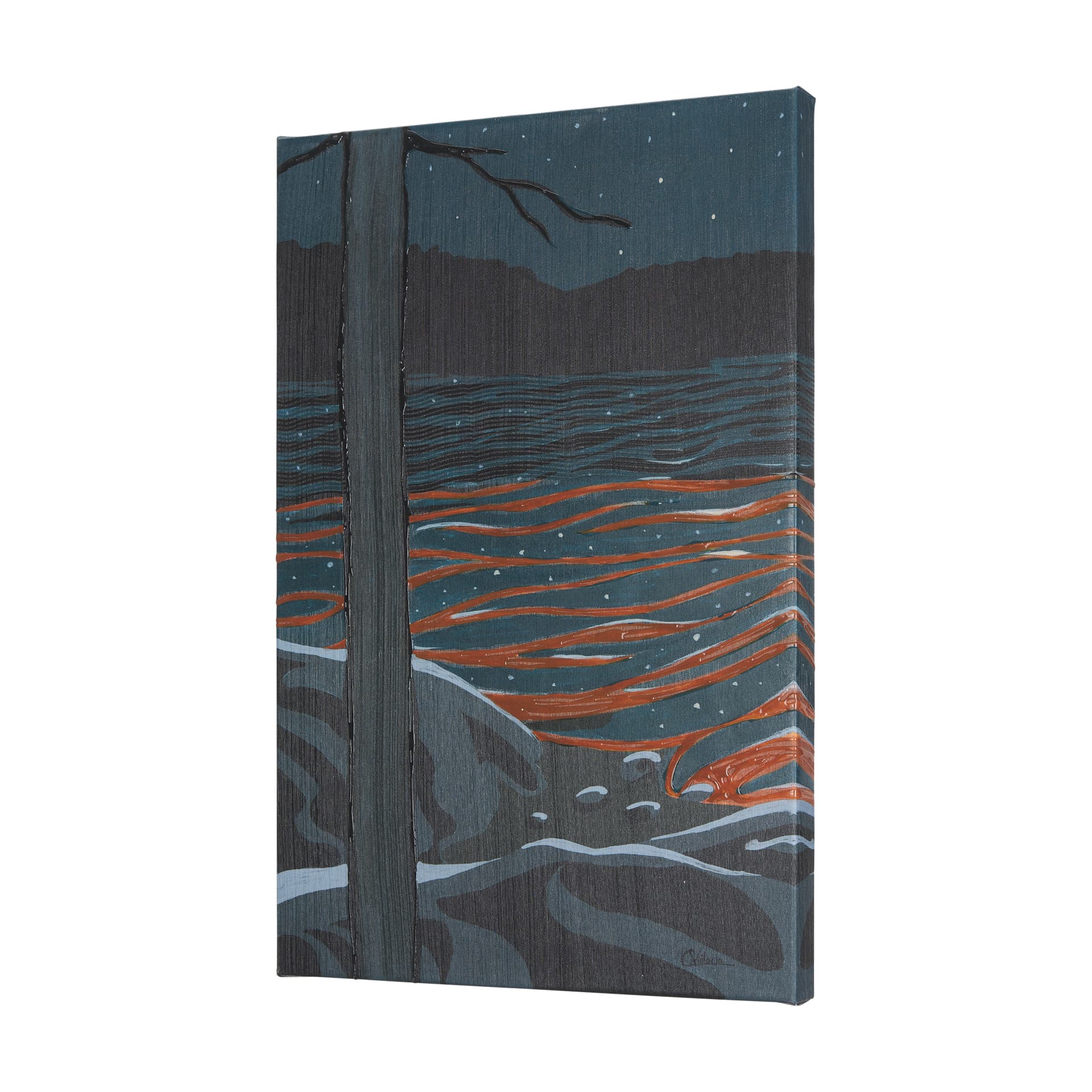 Sea bay at nitght I by Mercana Studio a Hand Embellished Textured Canvas — product photograph