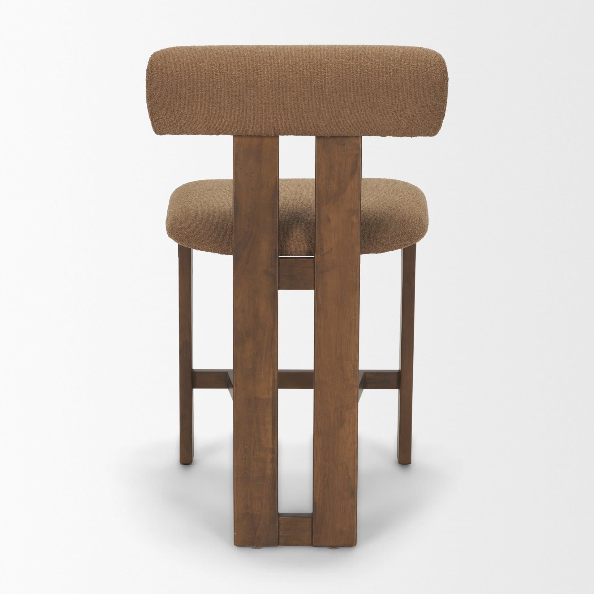 Tribeca Open Back 36.5in Seat Counter Stool | Mocha Fabric w/ Wood — product photograph
