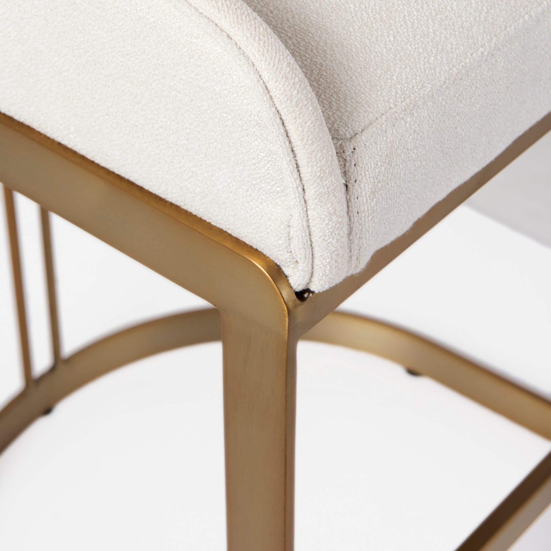 Hollyfield Low Back 28.75in Seat Bar Stool | Cream Fabric w/ Metal — product photograph