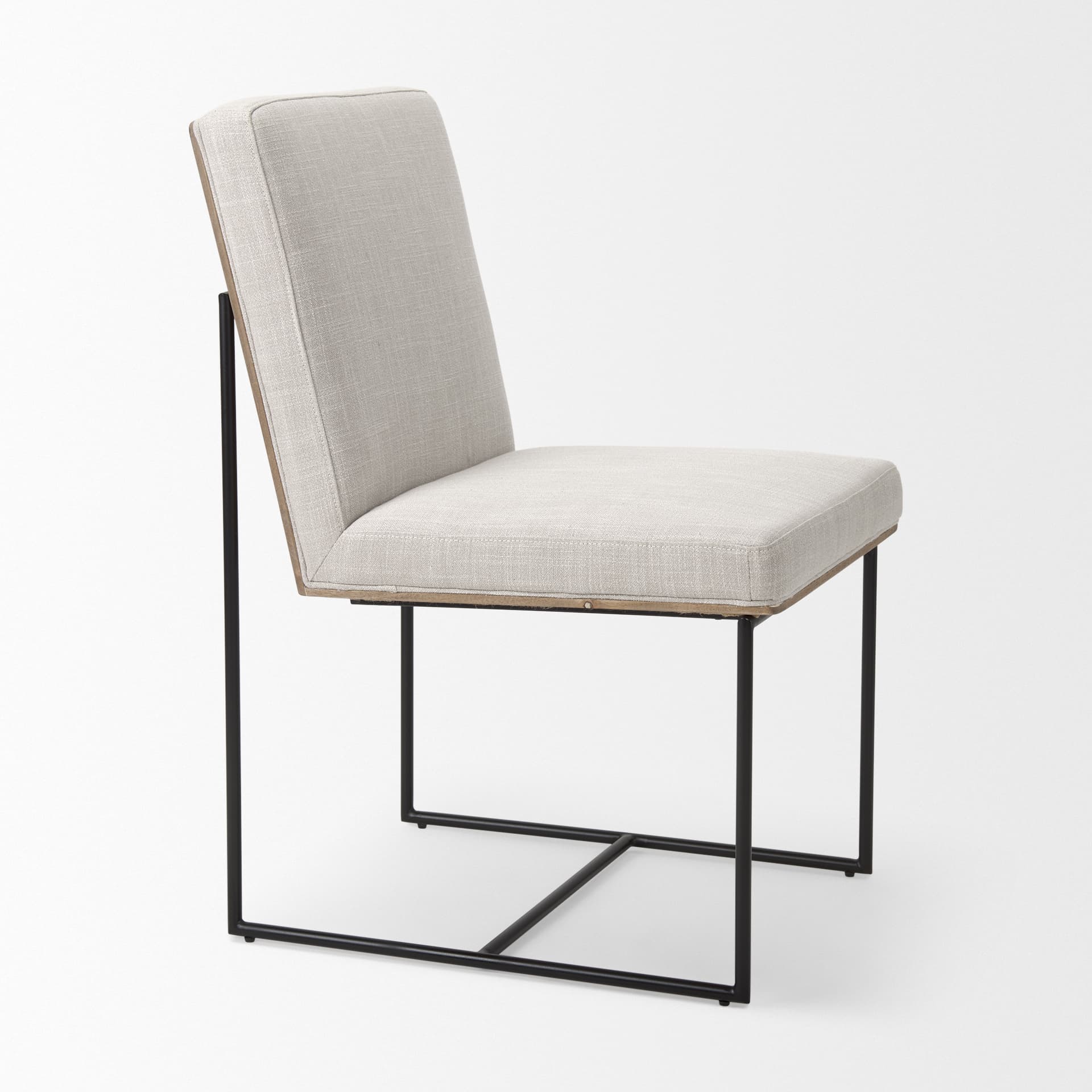 Stamford High-Back Dining Side Chair | Beige Linen w/ Black Metal — product photograph