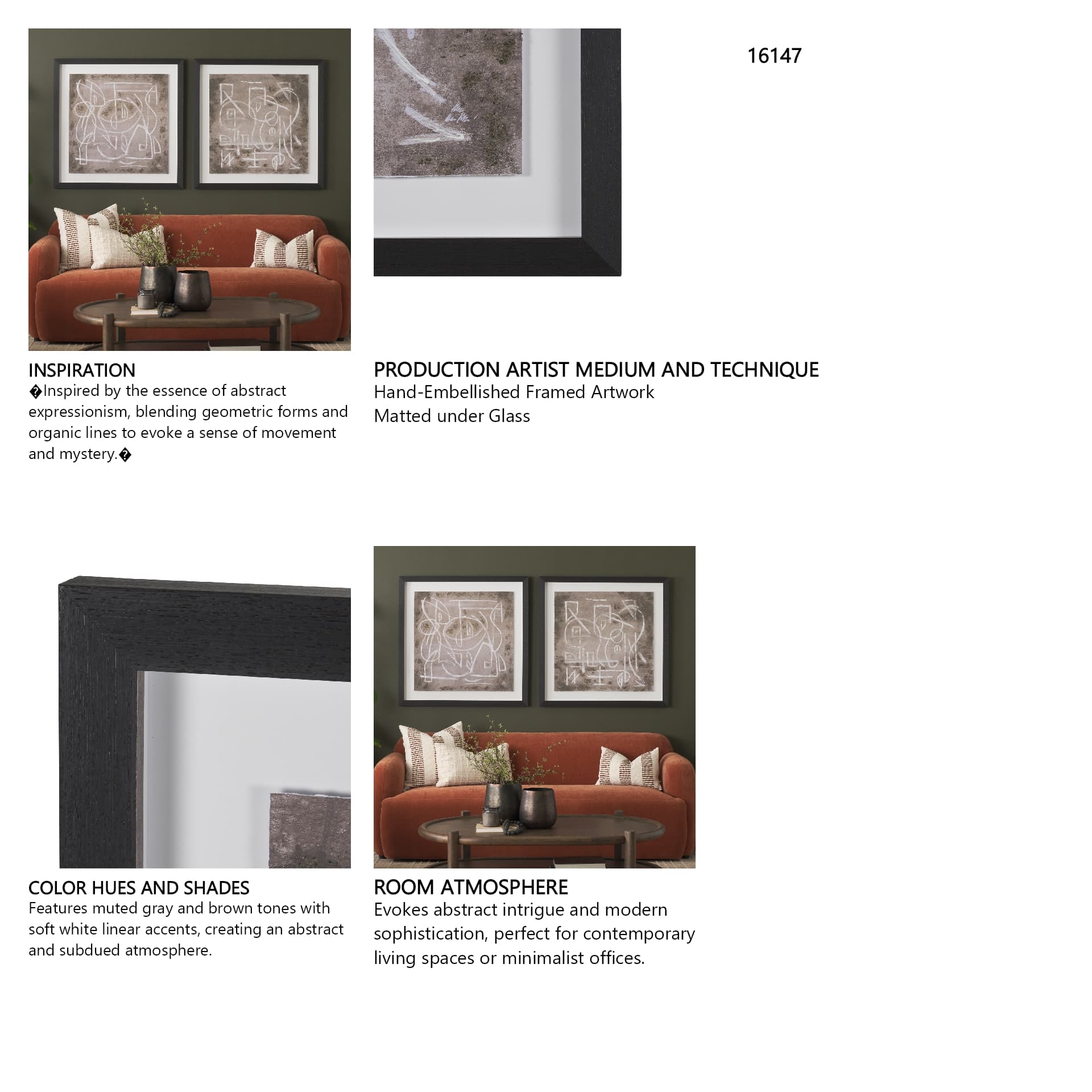 Obscure II by Mercana Studio Hand-Embellished Framed Artwork Matted under Glass — in a styled room