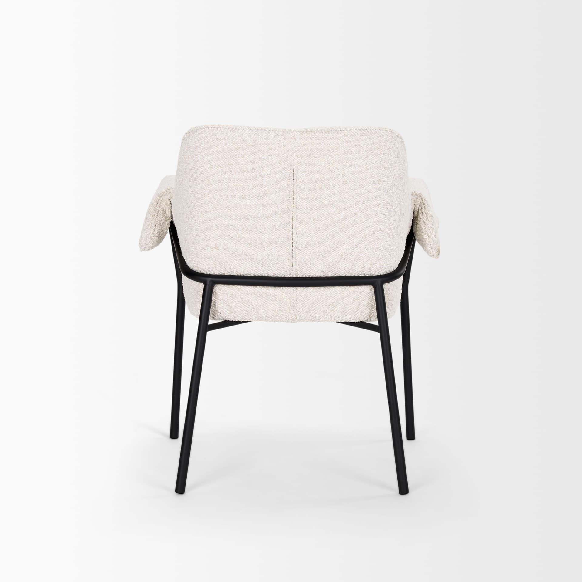 Brently Curved Back Dining Arm Chair | Cream Boucle w/ Metal — product photograph