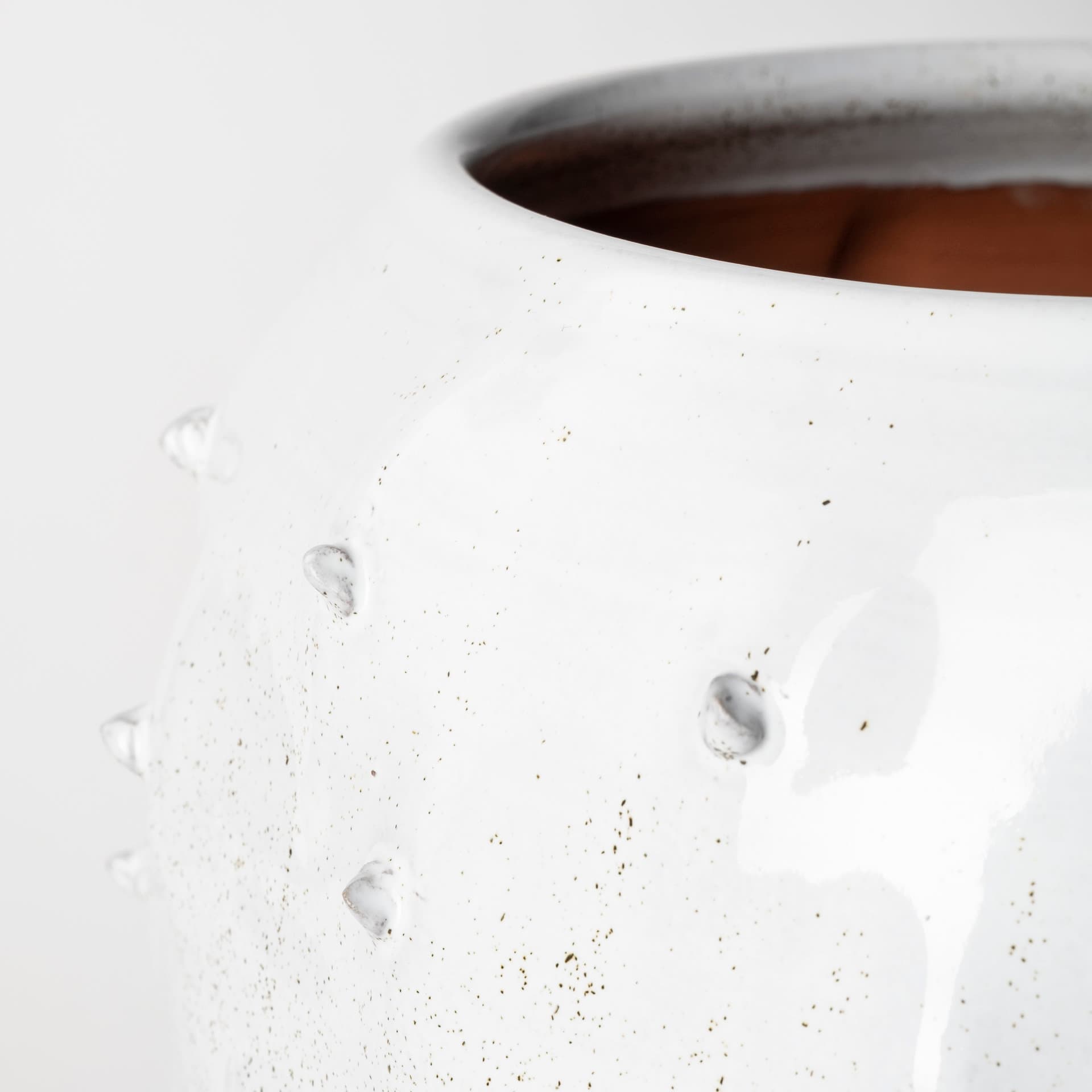 Julian Large Glossy White Ceramic Spoked Vase — product photograph