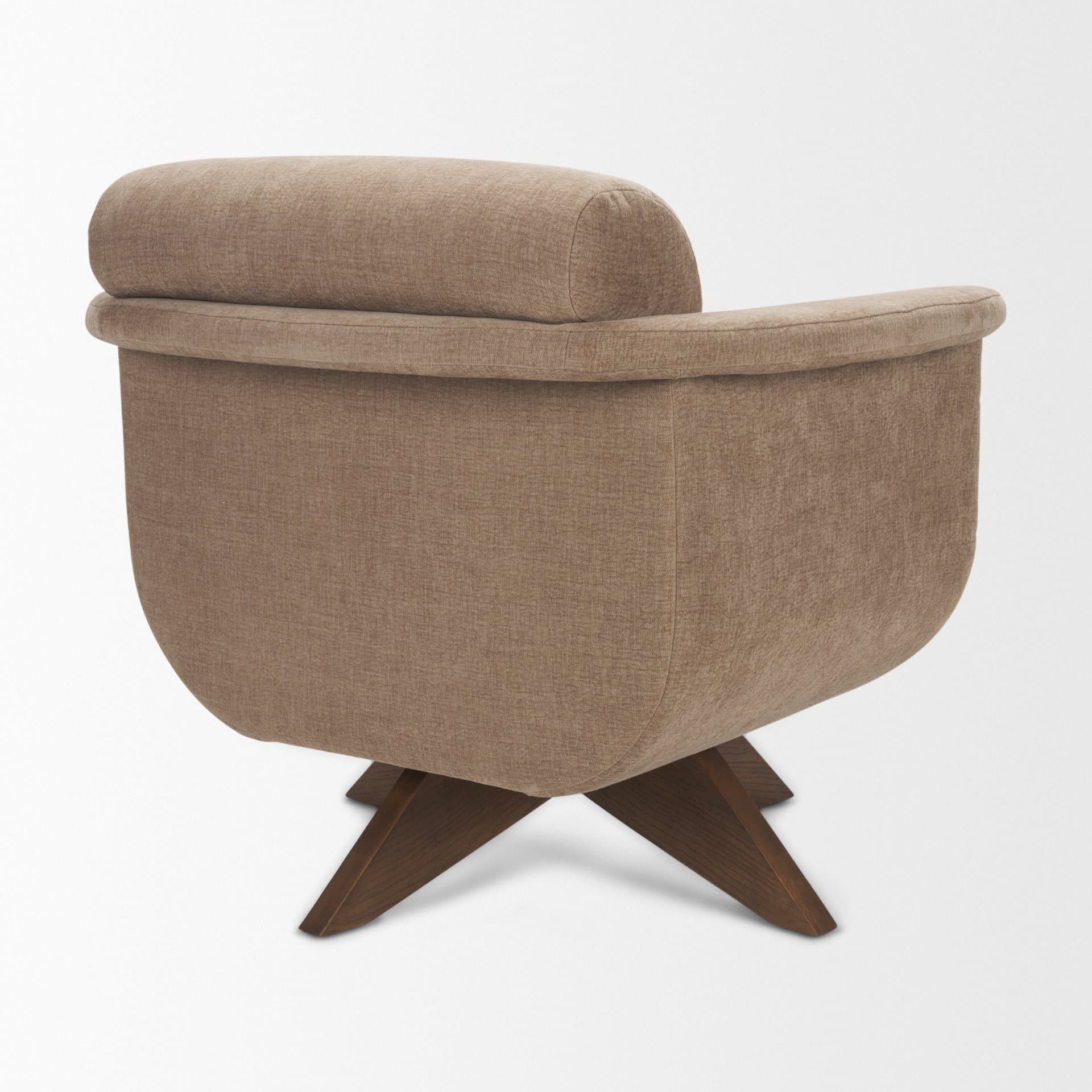 Oskar Chocolate Fabric w/ Brown Wood Base Swivel Accent Chair — product photograph