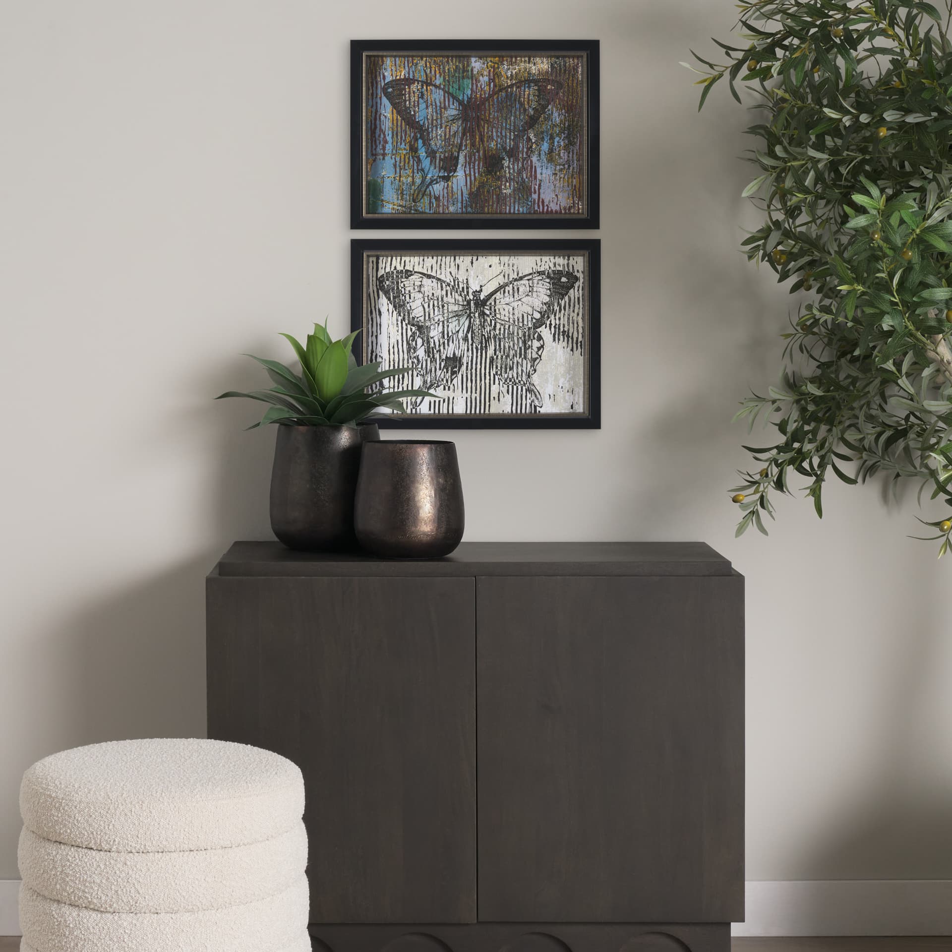 Papillon II by Mercana Studio a Hand Embellished Framed Art Print — in a styled room