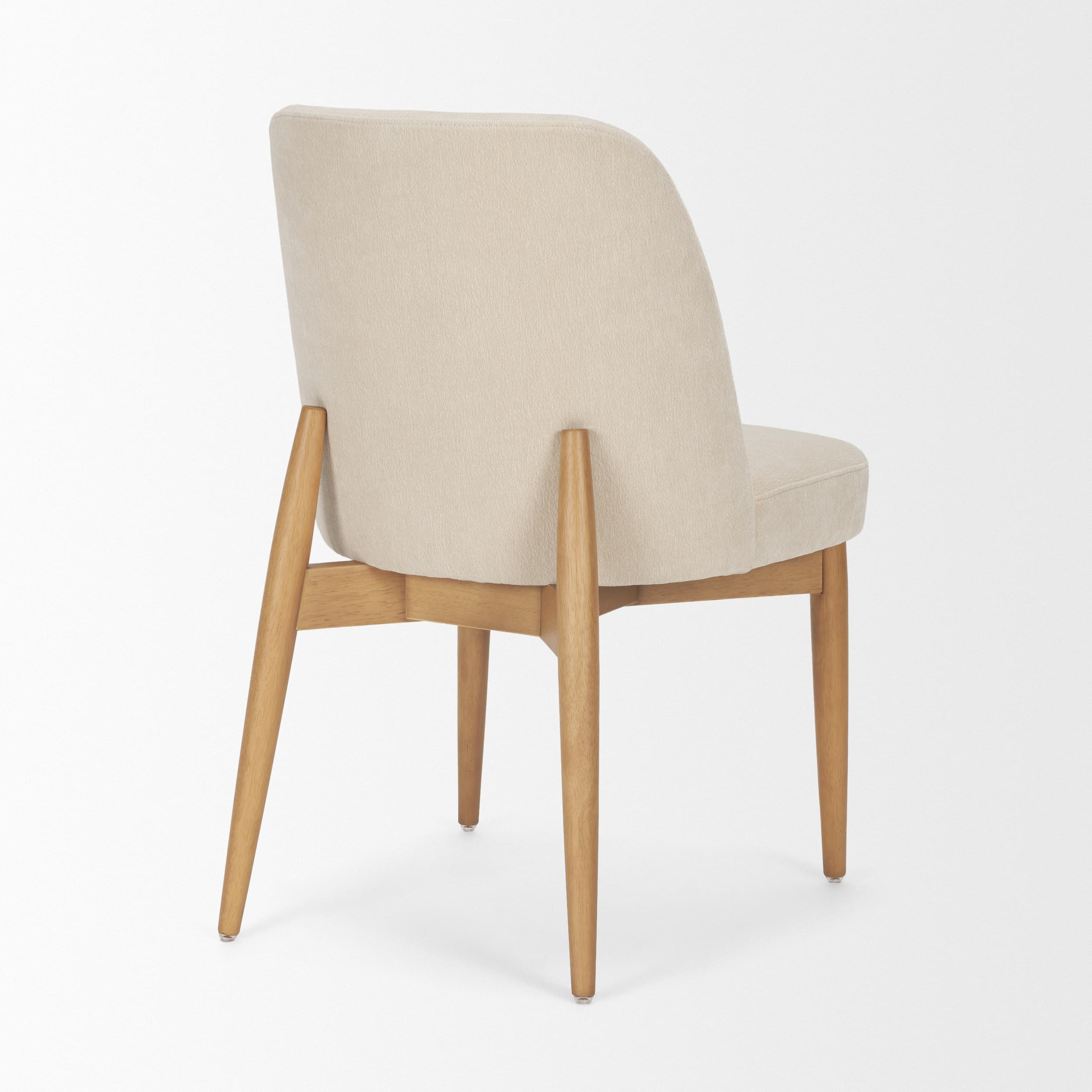Abbie Curved Back Dining Side Chair | Oatmeal Fabric w/ Brown Wood — product photograph