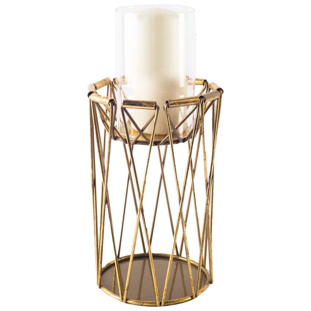 Othello I Tall Antiqued Brass Metal Table Candle Holder — product photograph