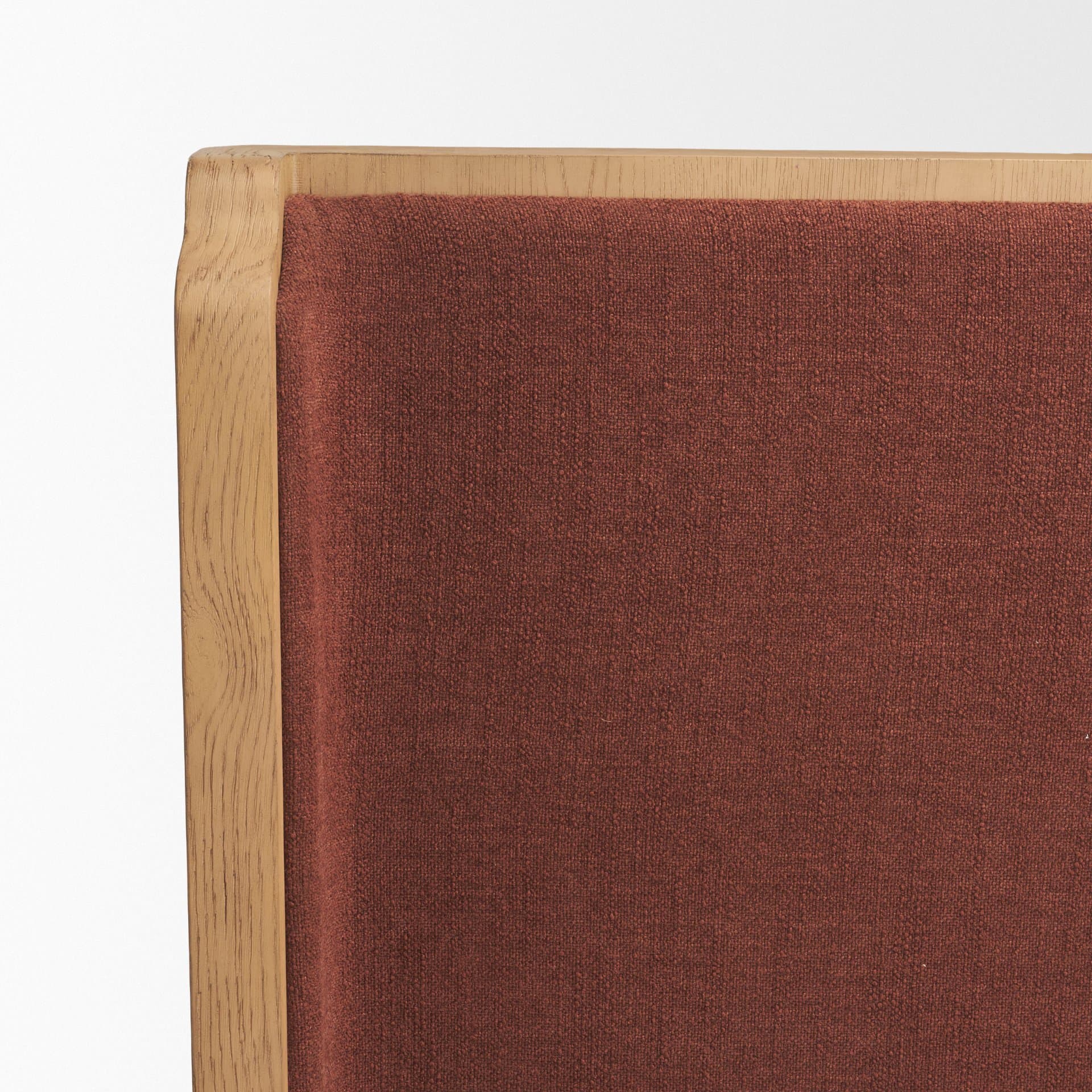 Holden King Upholstered Bedframe | Shelter Headboard | Burgundy Performance Fabric — product photograph