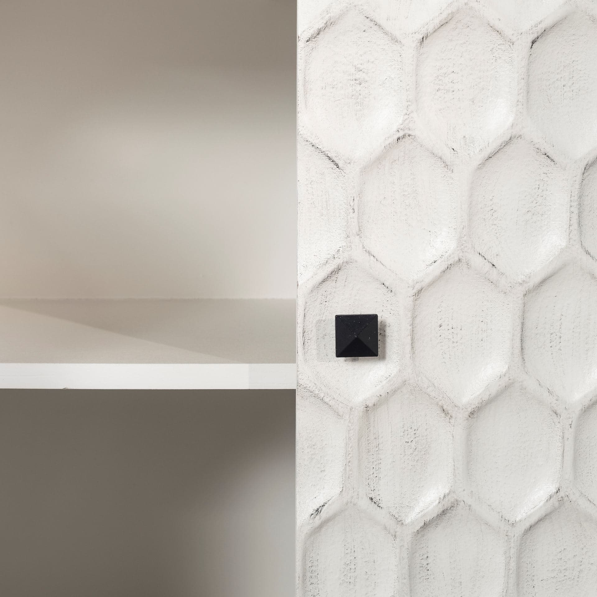 Savannah White Fir Veneer w/ Gray Metal 2-Door Accent Cabinet — product photograph