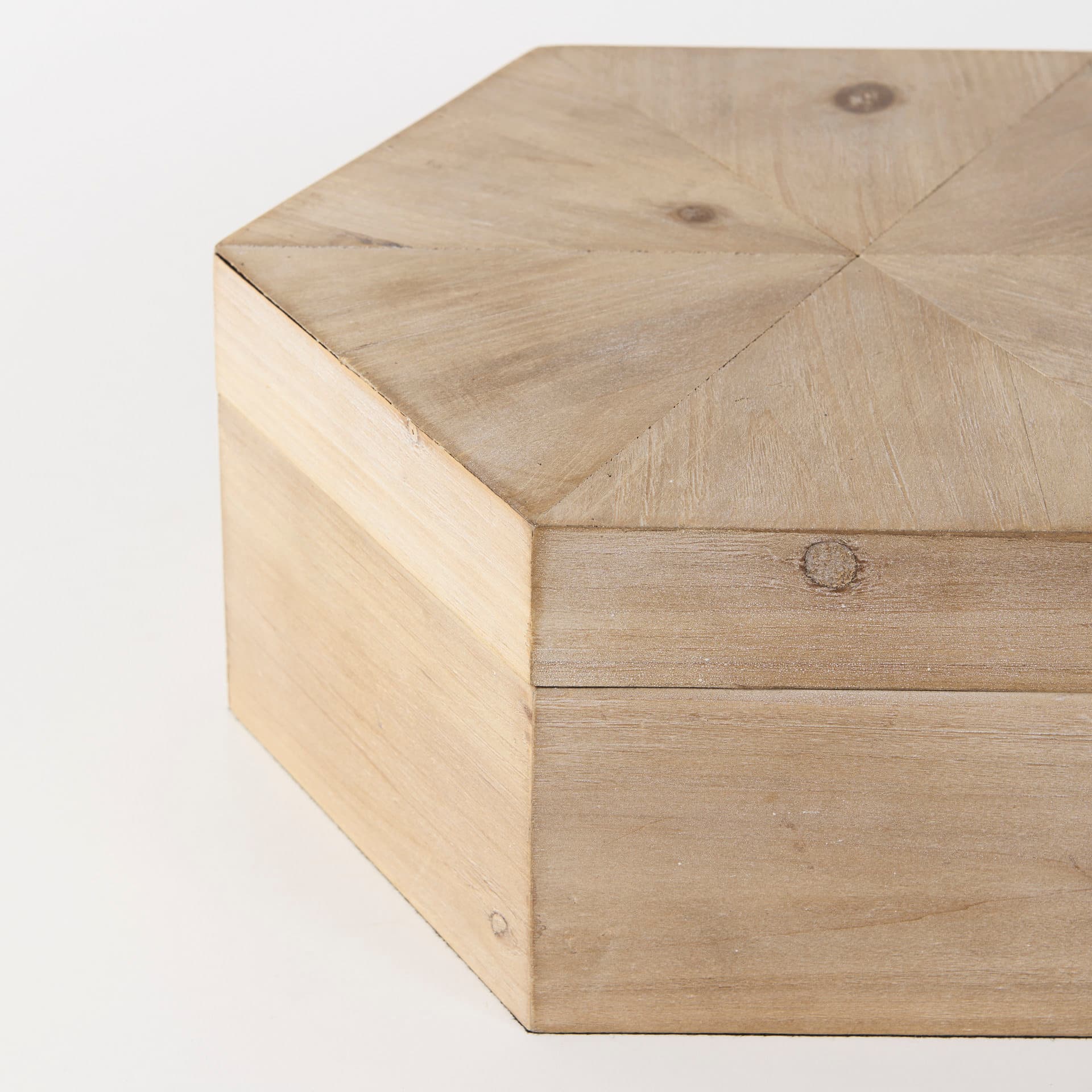 Elyse (Set of 2) 14L x 12W Brown Wooden Hexagonal Boxes — product photograph