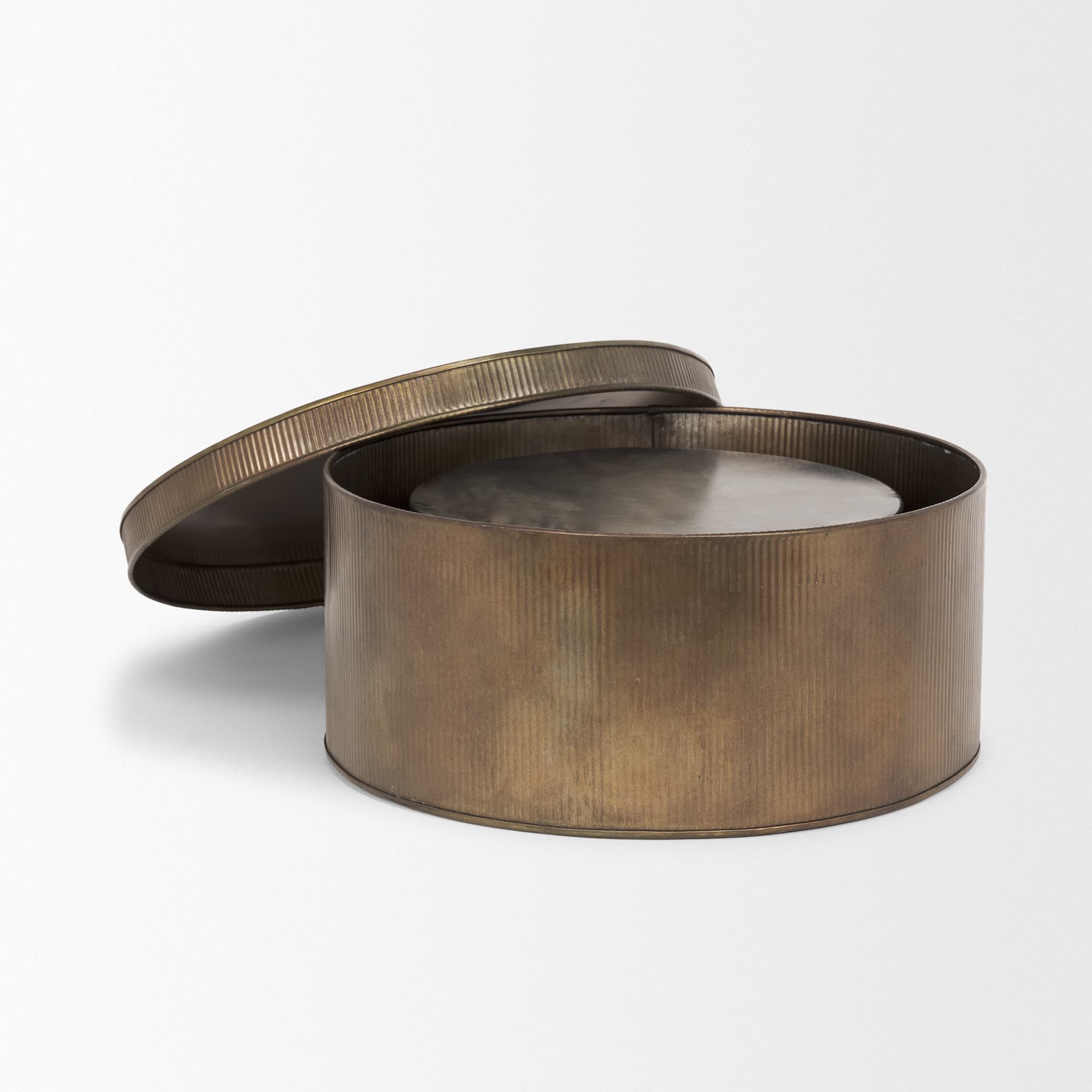 Josephine Round Antique Gold Metal Box (Set of 2) — product photograph