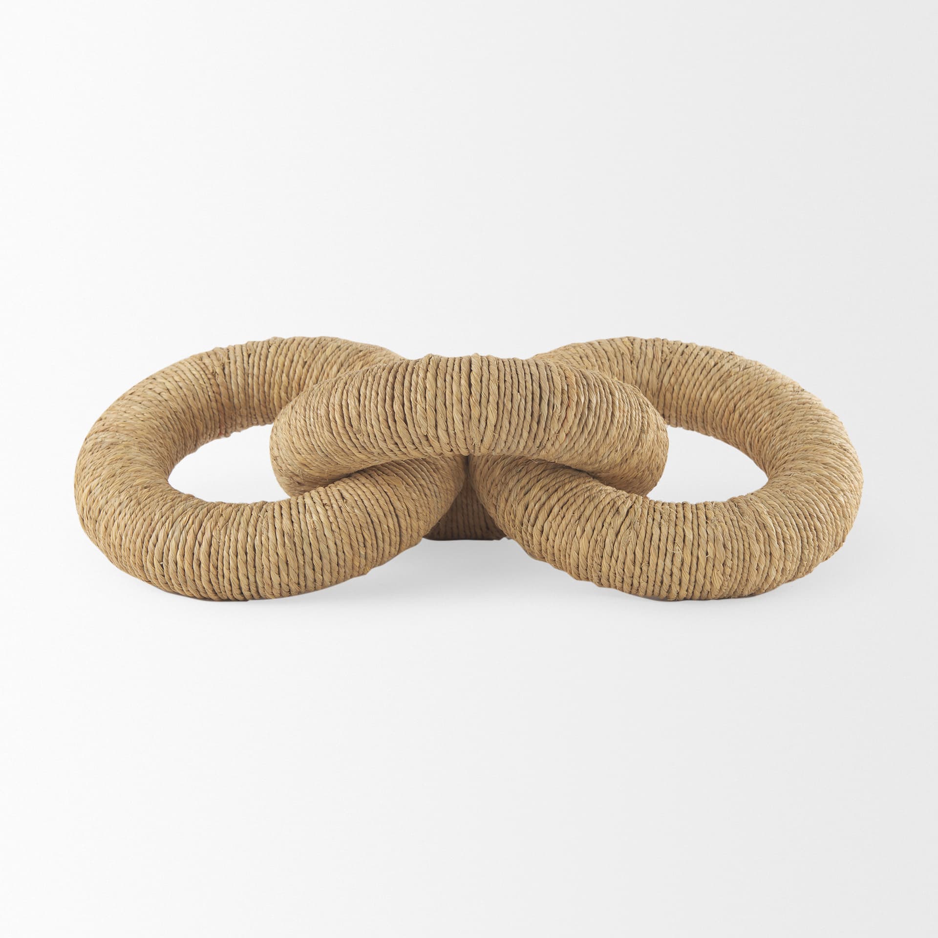 Alize Jute Wrapped Solid Wood Circular Chain Link Decorative Object — product photograph