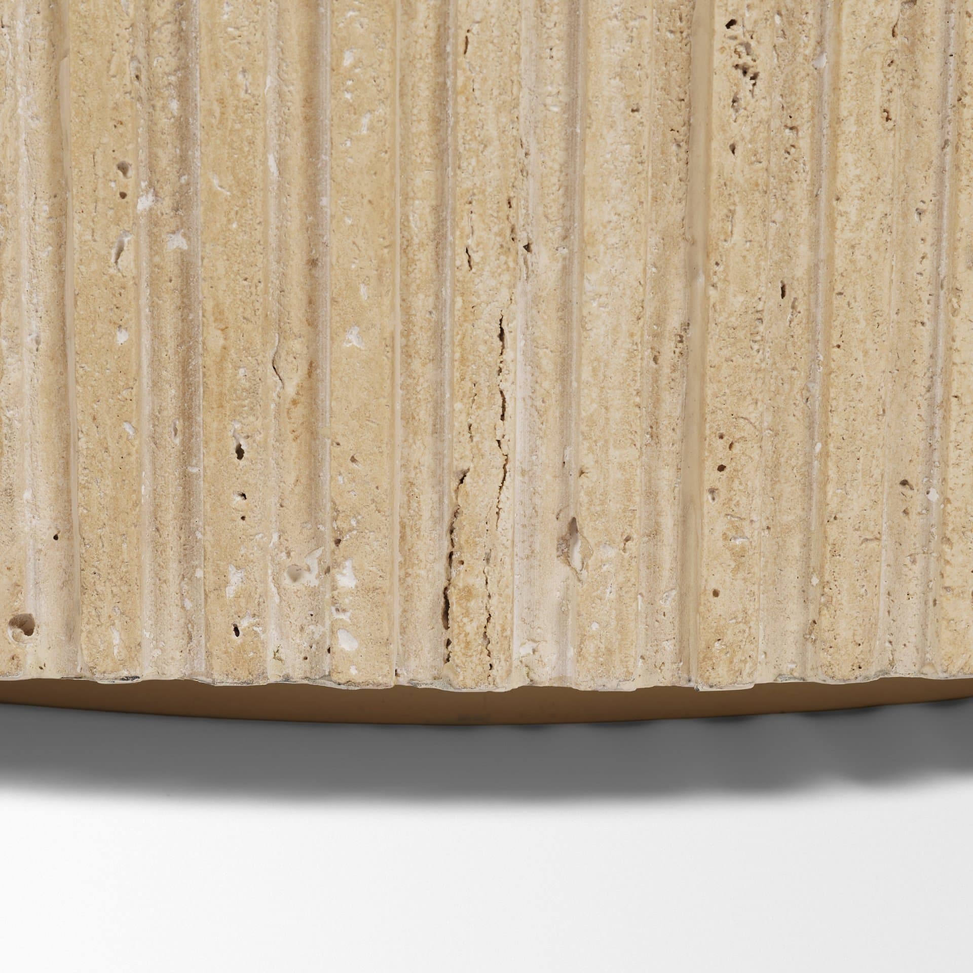 Elara Ribbed Oblong Travertine Coffee Table — product photograph