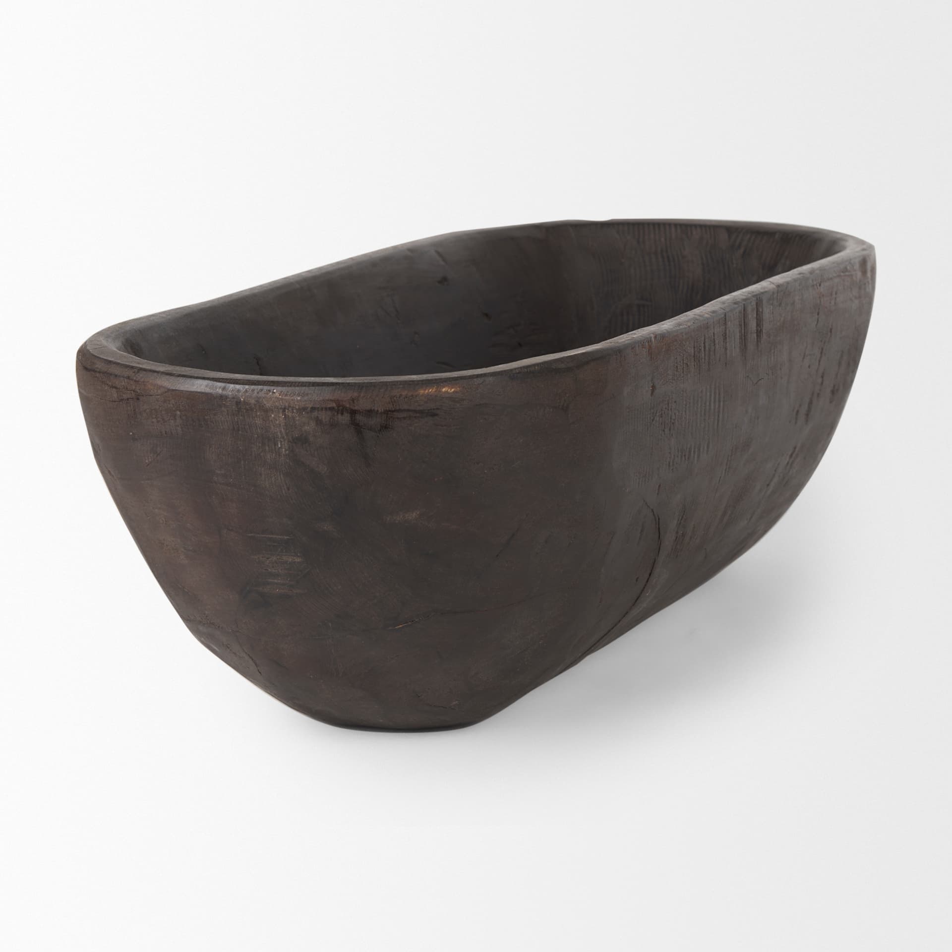 Athena Extra Large Oblong Black-Brown Reclaimed Wood Bowl — product photograph