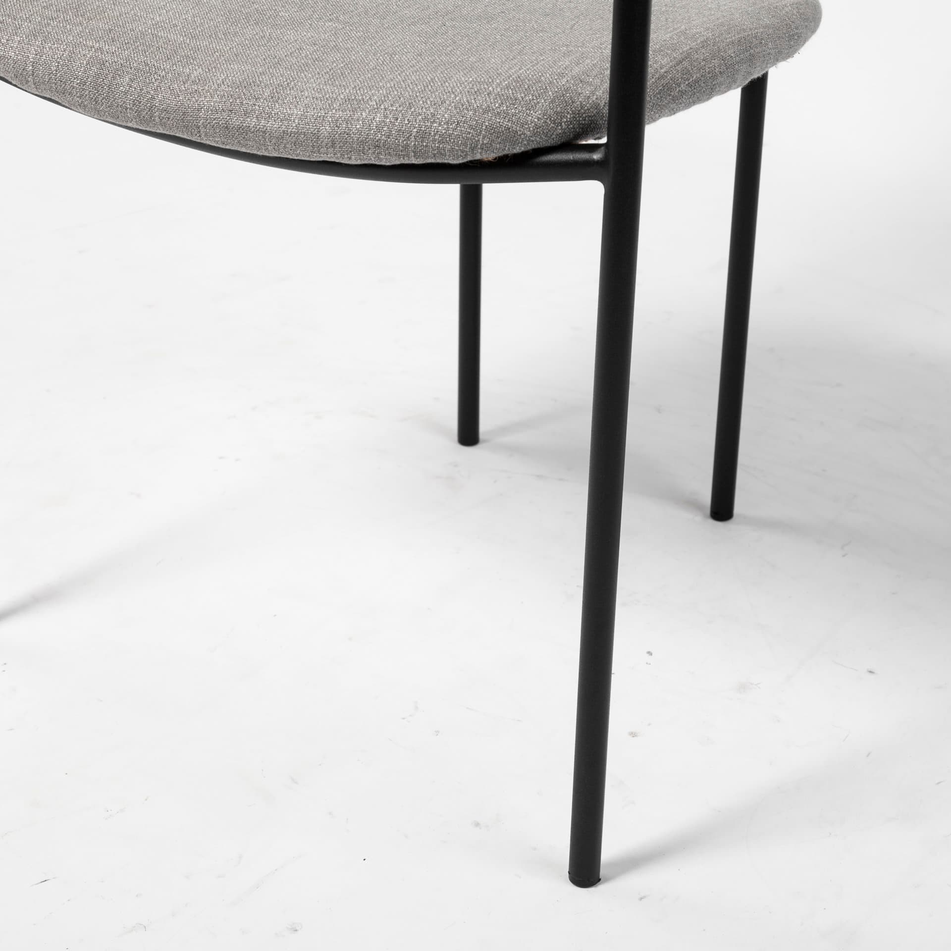 Parker Curved Back Dining Arm Chair | Gray Fabric w/ Black Metal — product photograph
