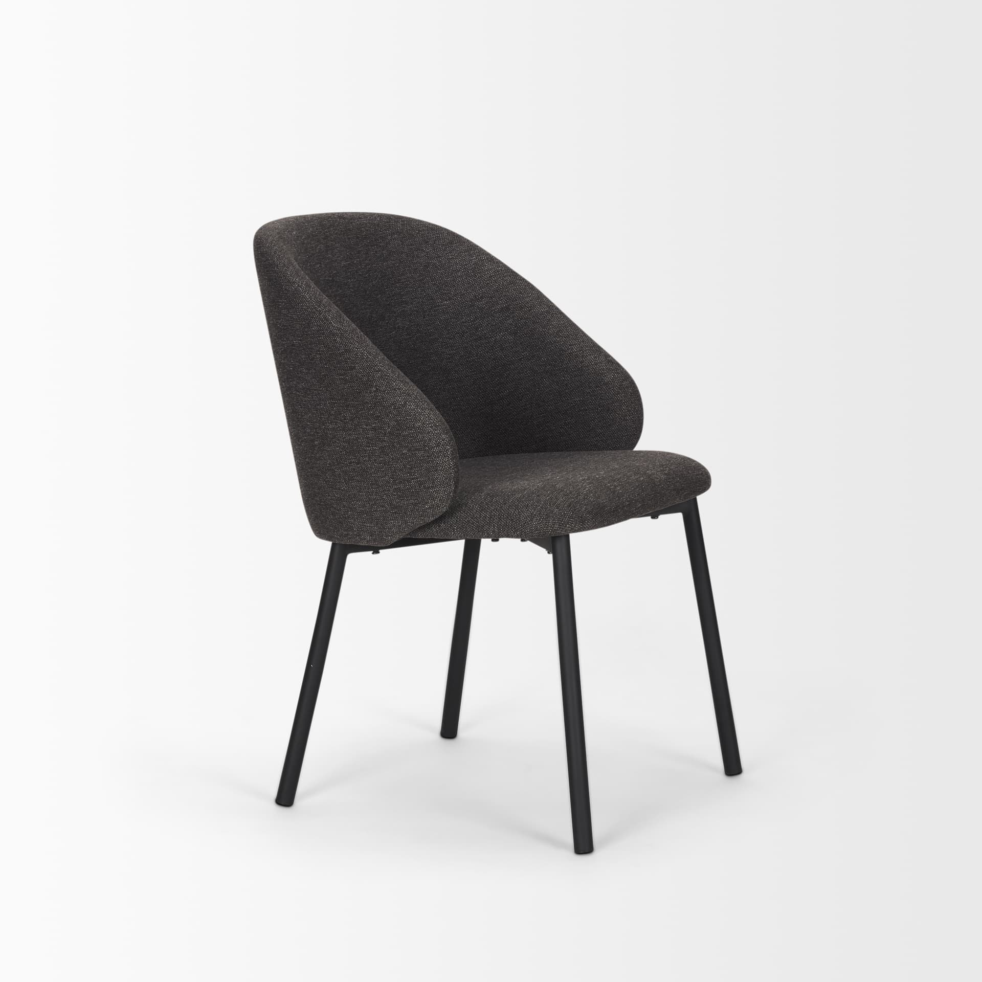 Shannon Contoured Back Dining Side Chair | Gray Fabric w/ Metal — product photograph