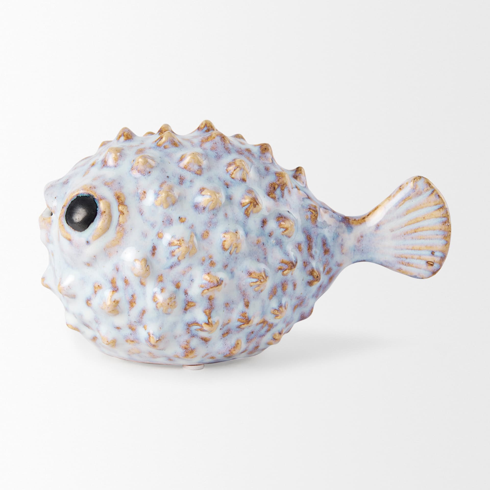 Spike I (Small) 8L x 4W Off-White Ceramic Puffer Fish — product photograph