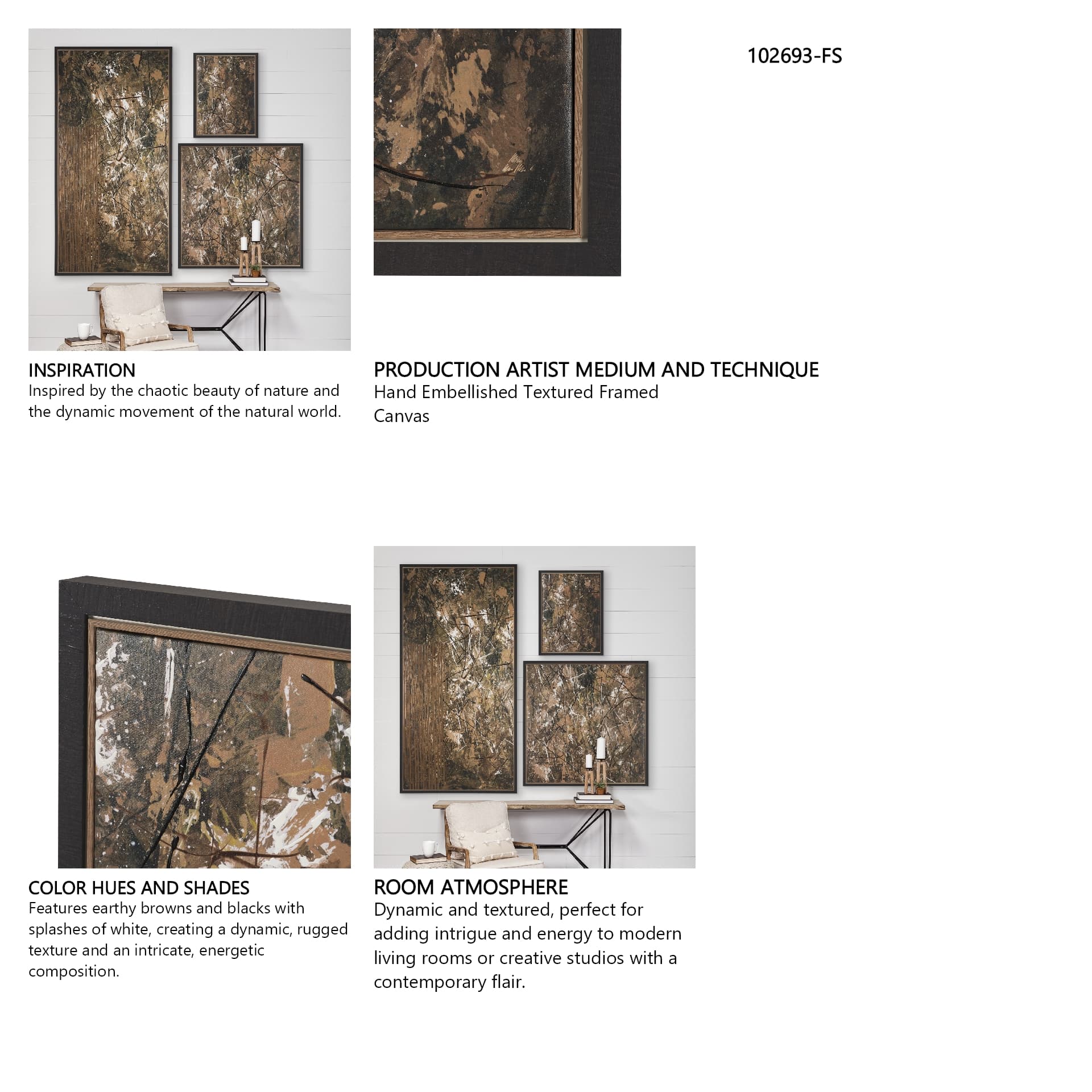 Chaos & Order IV by Chad Warren a Hand Embellished Textured Framed Canvas — in a styled room