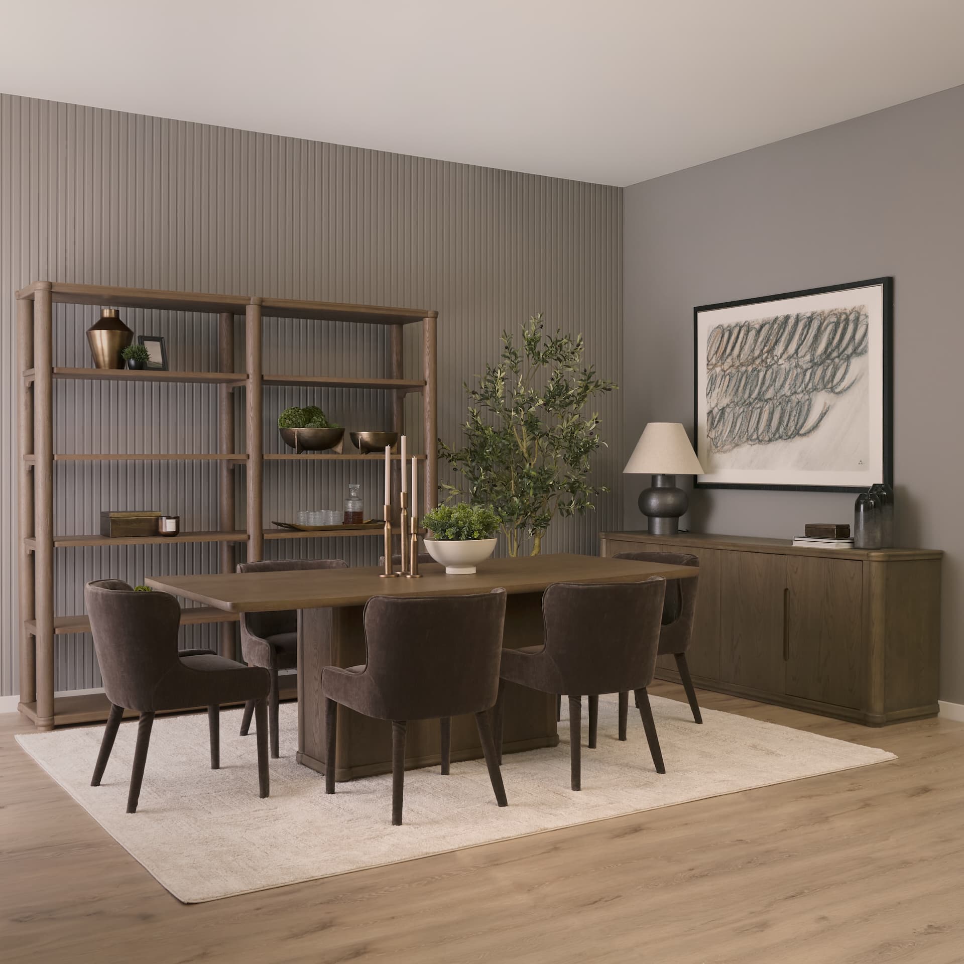Alden Medium Brown Wood 4-Door Closed Sideboard — product photograph