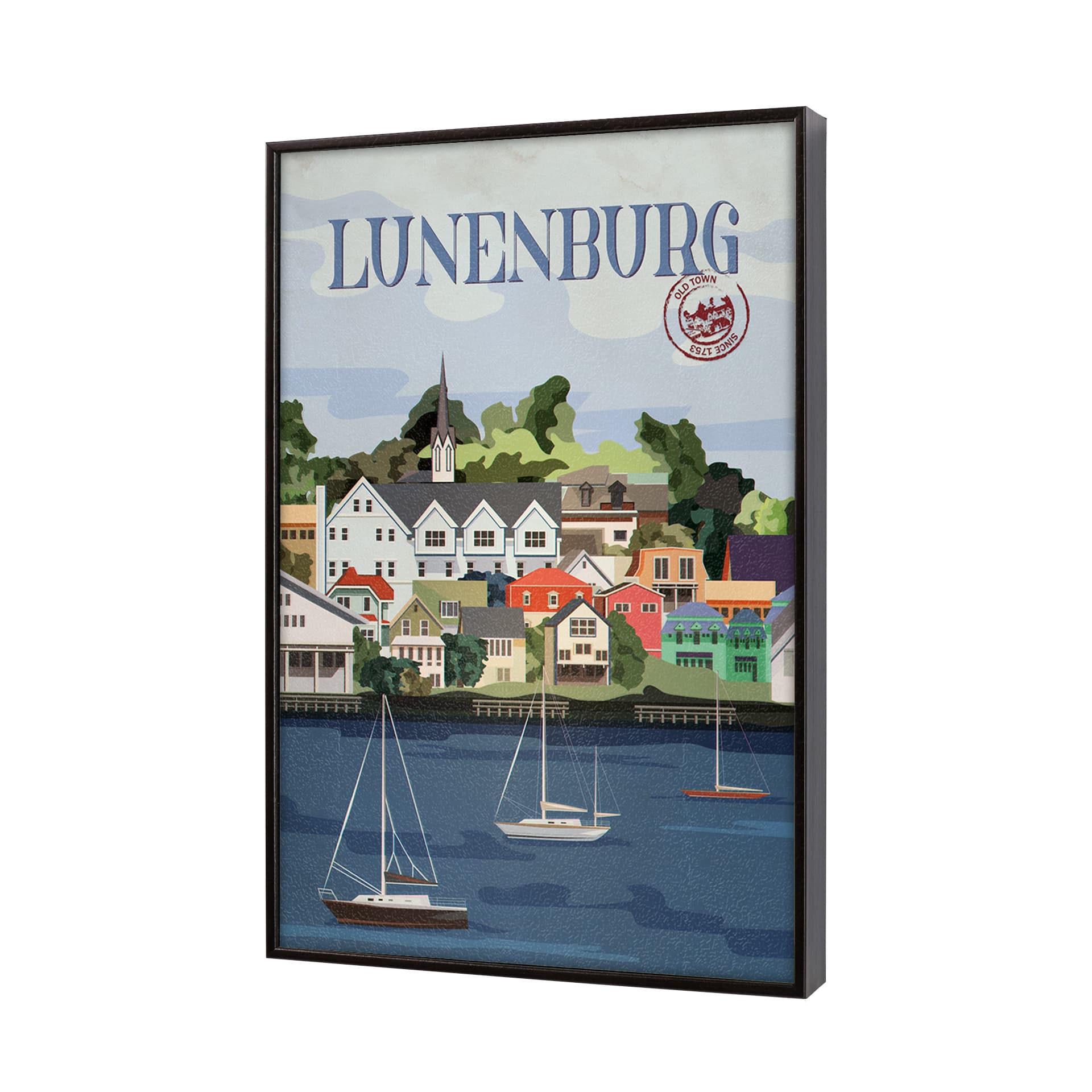 Lunenburg Go Canada (SM) by Mercana Studio a Hand Embellished Decograph Framed Art Print — product photograph