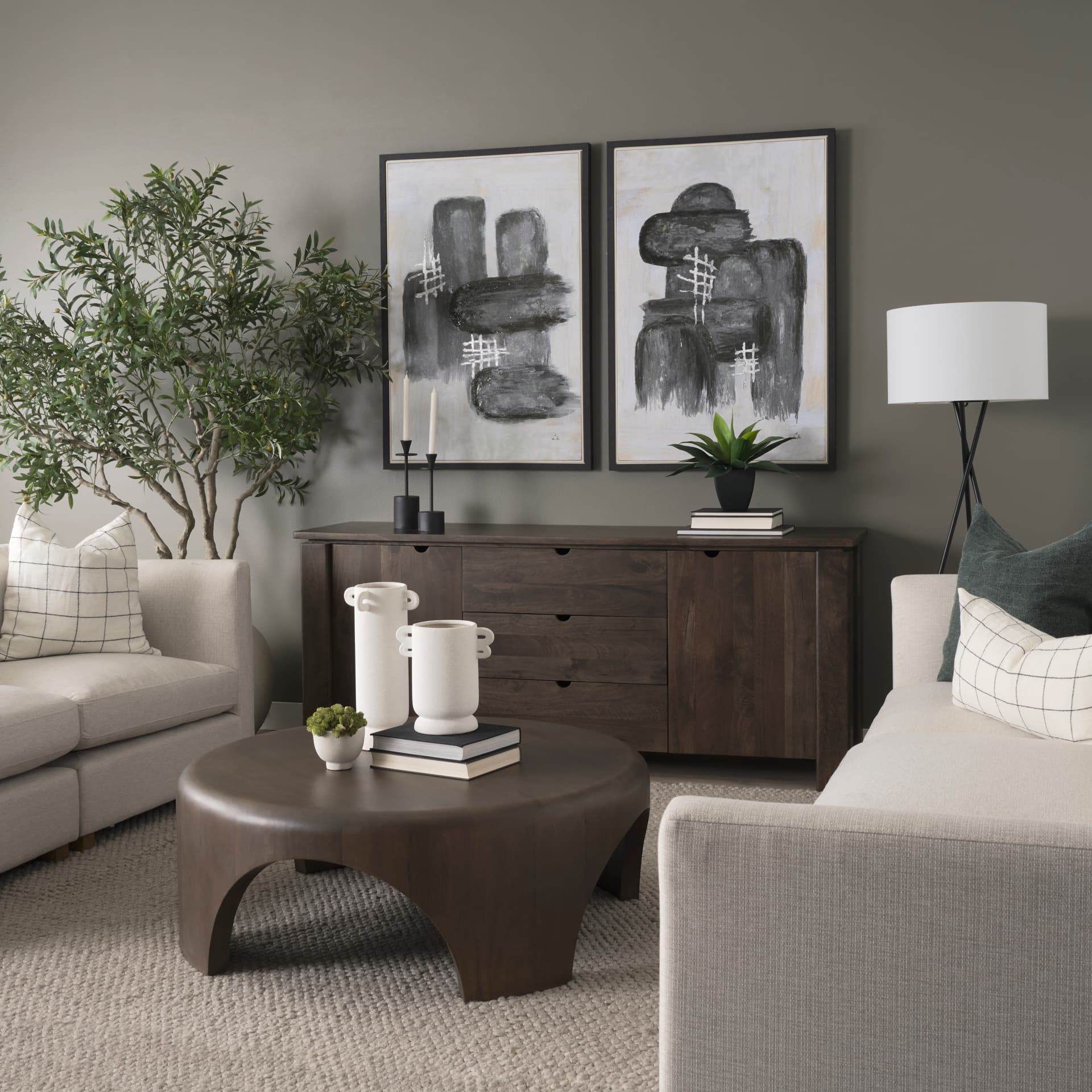 Semblance I by Mercana Studio a Hand Embellished Textured Framed Canvas — in a styled room