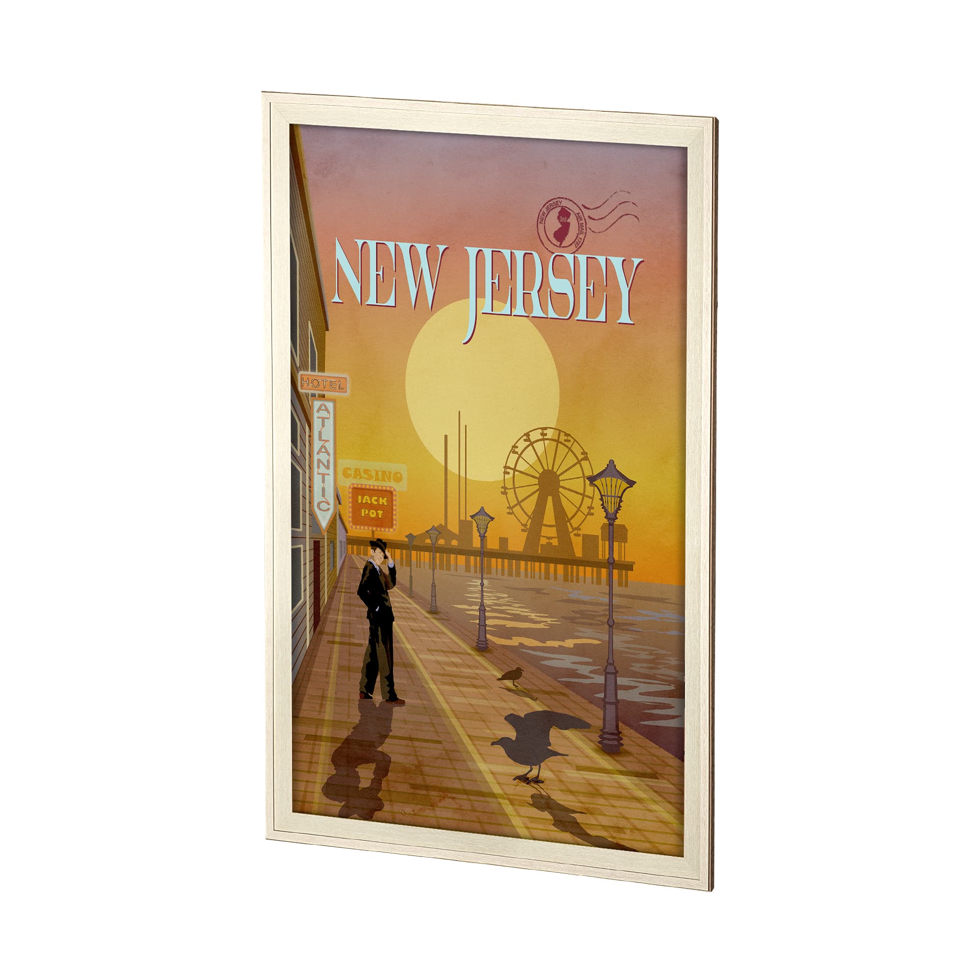 New Jersey Go USA (XL) by Mercana Studio a Hand Embellished Decograph Framed Art Print under Glass — product photograph