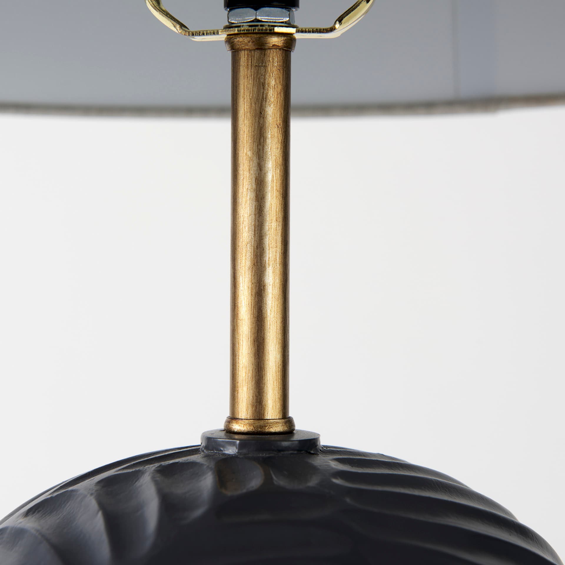 Quinn 18.0L x 18.0W x 28.8H Navy Base W/Beige Fabric Shade Table Lamp — product photograph