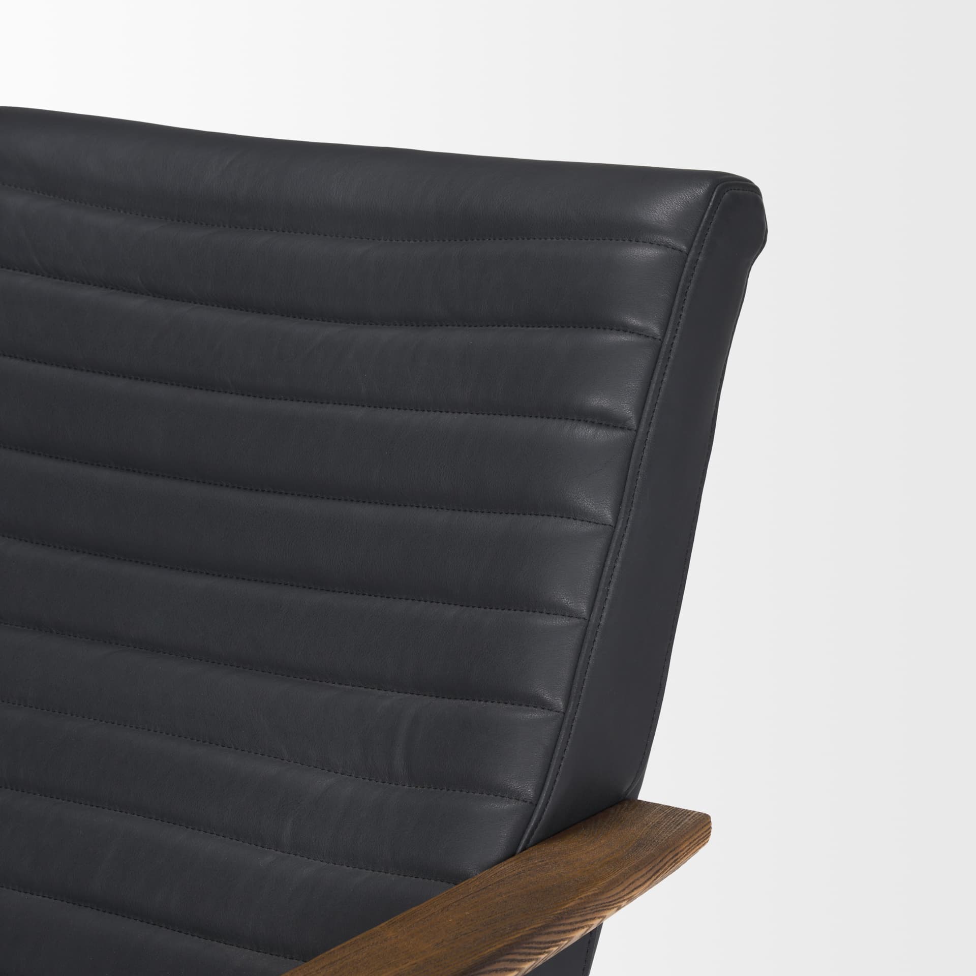 Grosjean Black Leather w/ Black Metal Frame Accent Chair — product photograph