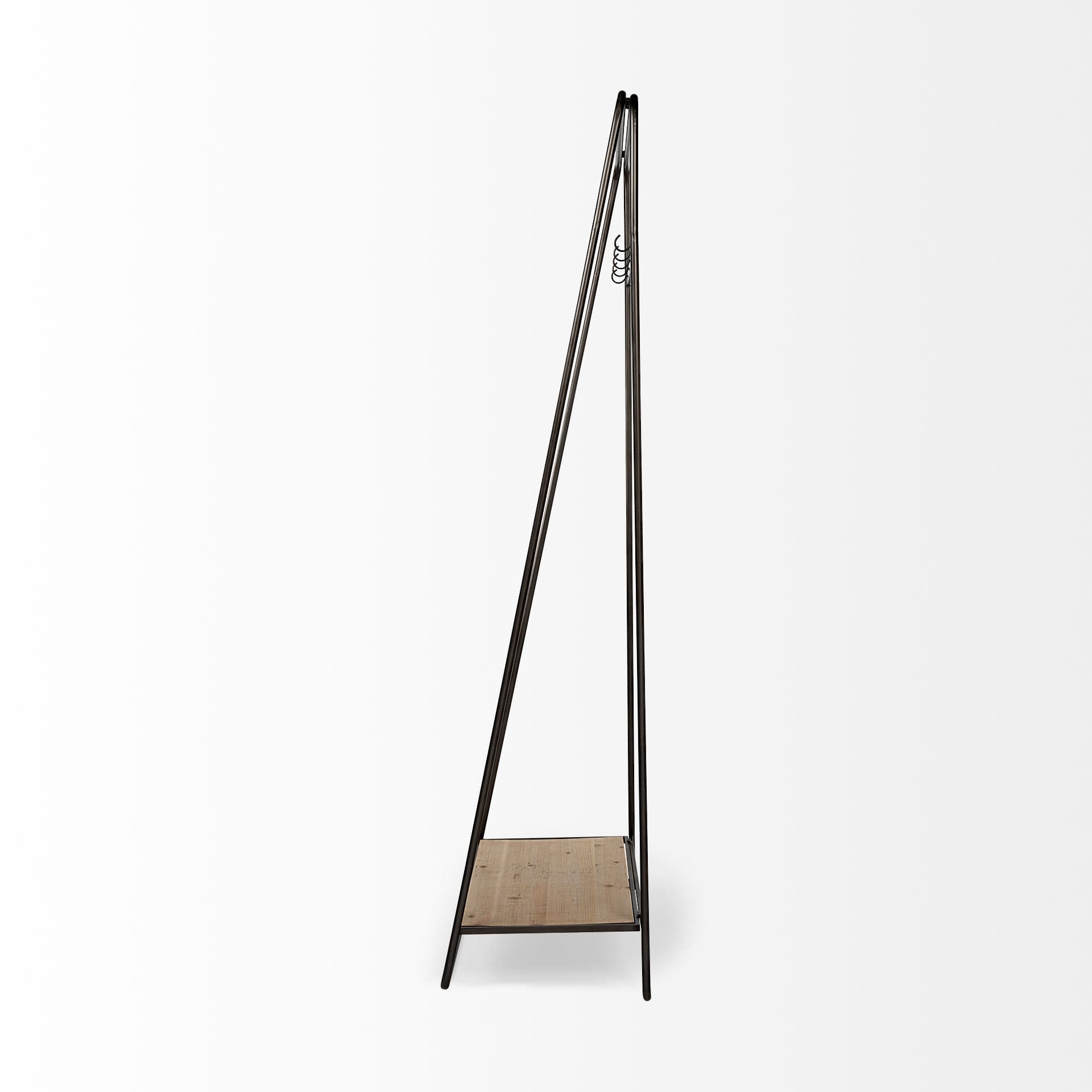 Carell 31L x 18W Black Metal And Wood Shelf Hall Tree — product photograph