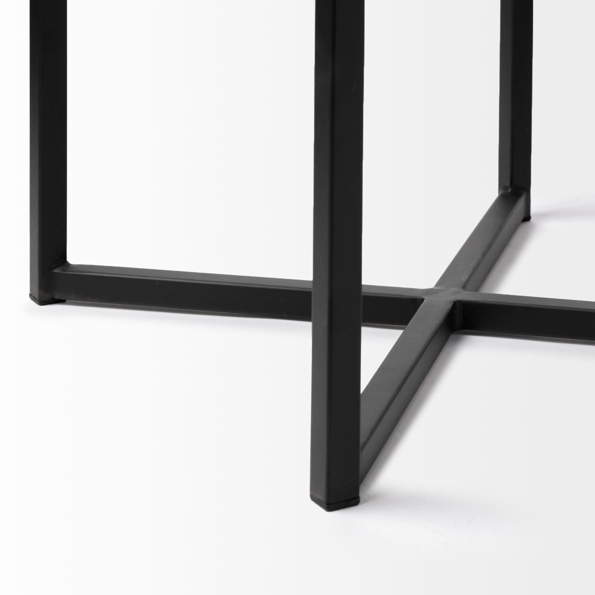 Frodo Backless 29.75in Seat Bar Stool | White Fabric w/ Black Metal — product photograph