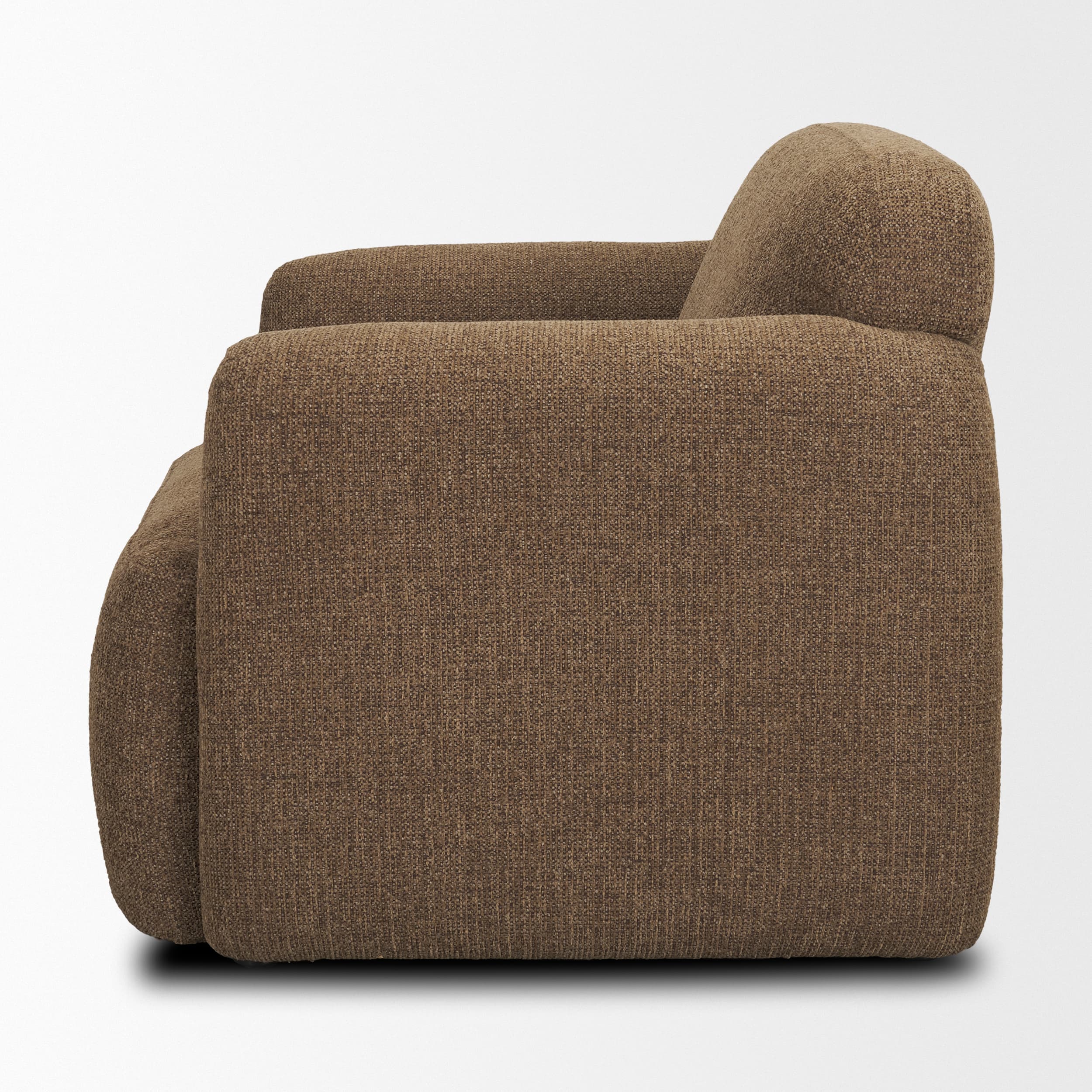 Saga Textured Brown Plush Fabric Upholstered Chair — product photograph