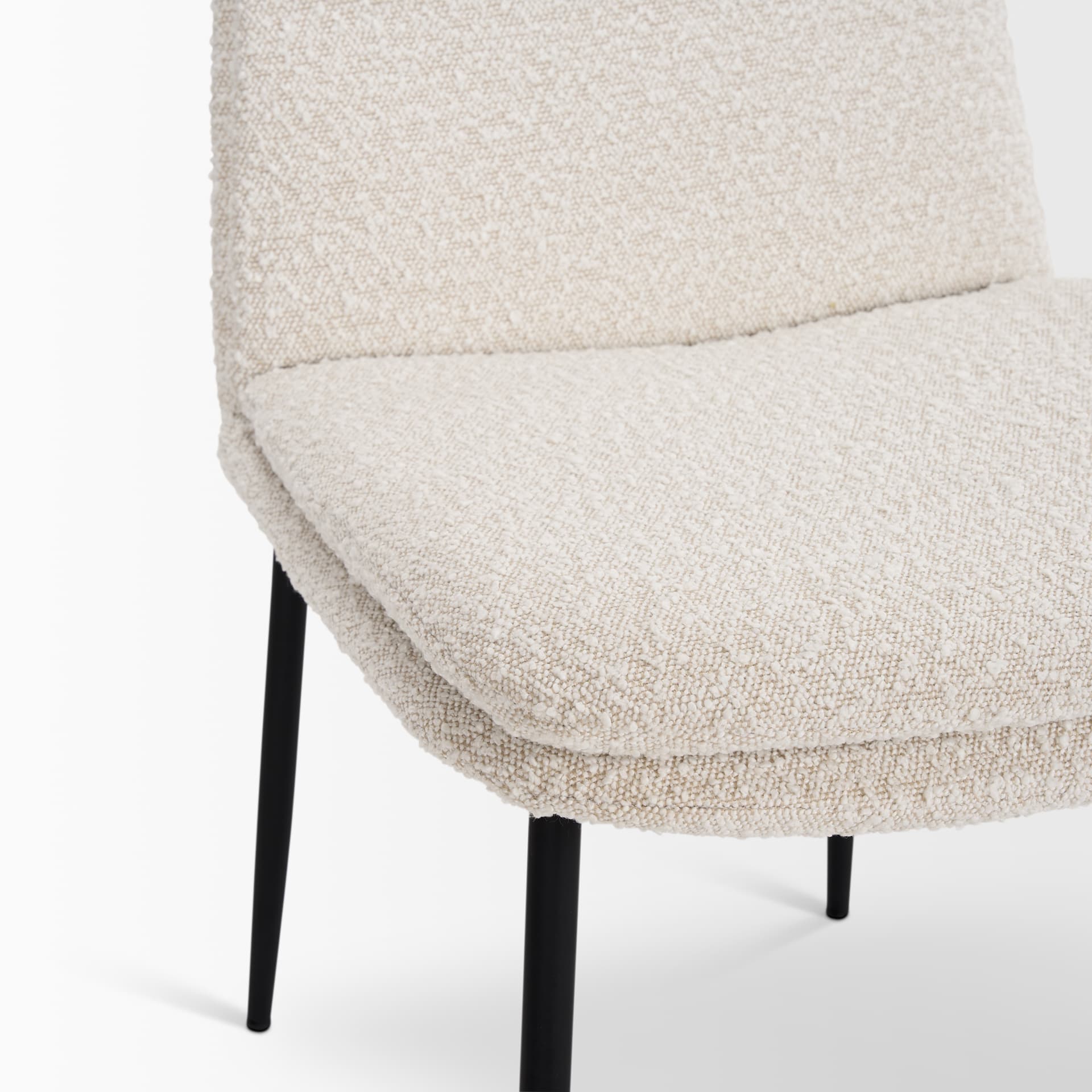 Eve Curved Back Dining Side Chair | Cream Boucle w/ Black Metal — product photograph