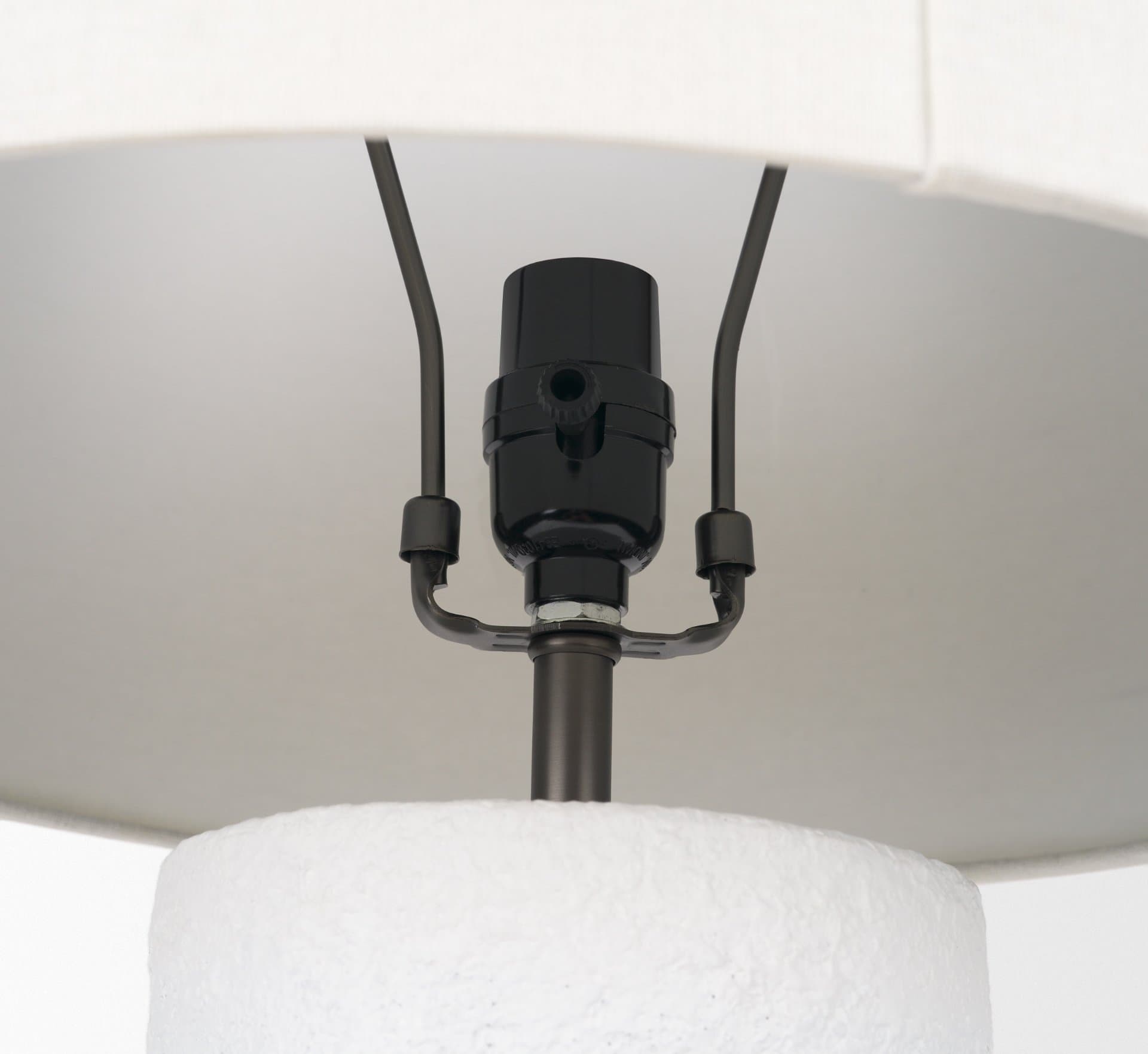 Everly 15.0L x 15.0W x 27.5H White Cement W/Beige Shade Table Lamp — product photograph