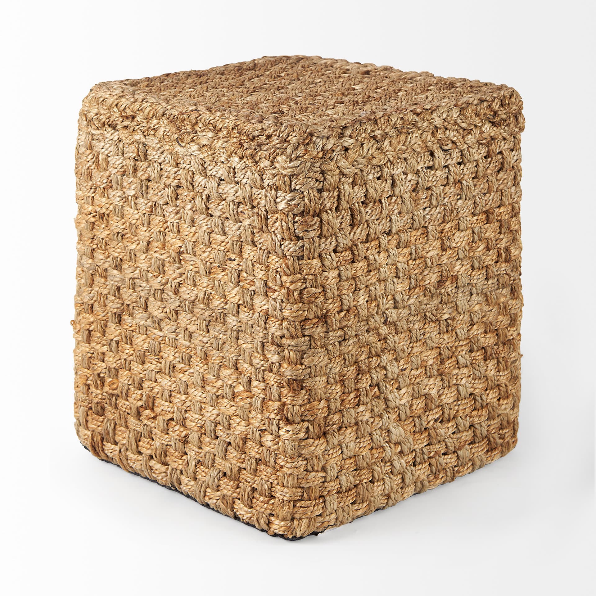 Aylin 16.5" Square Brown Jute Pouf — product photograph