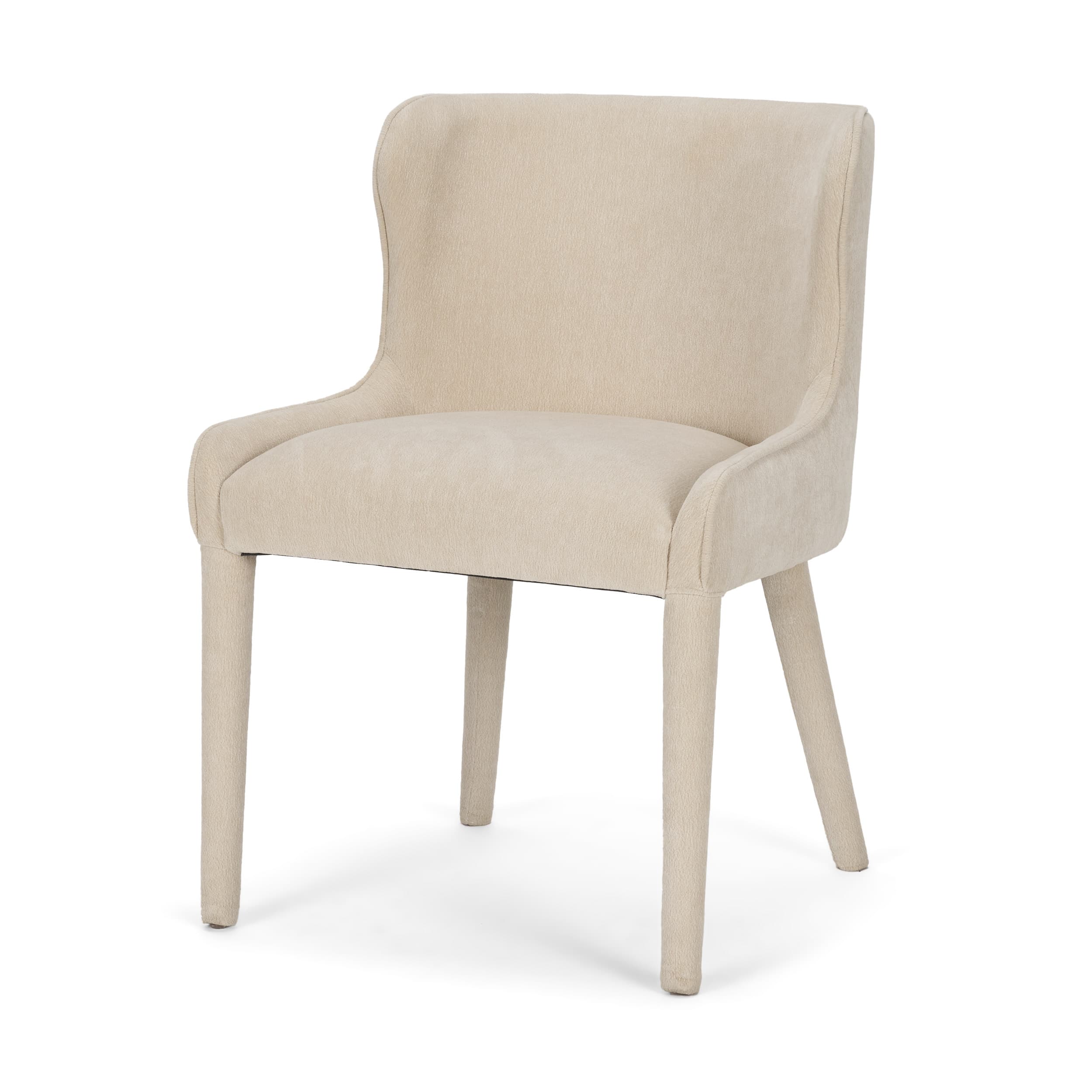 Nolan Wingback Dining Side Chair | Cream Chenille w/ Tapered Wood — product photograph