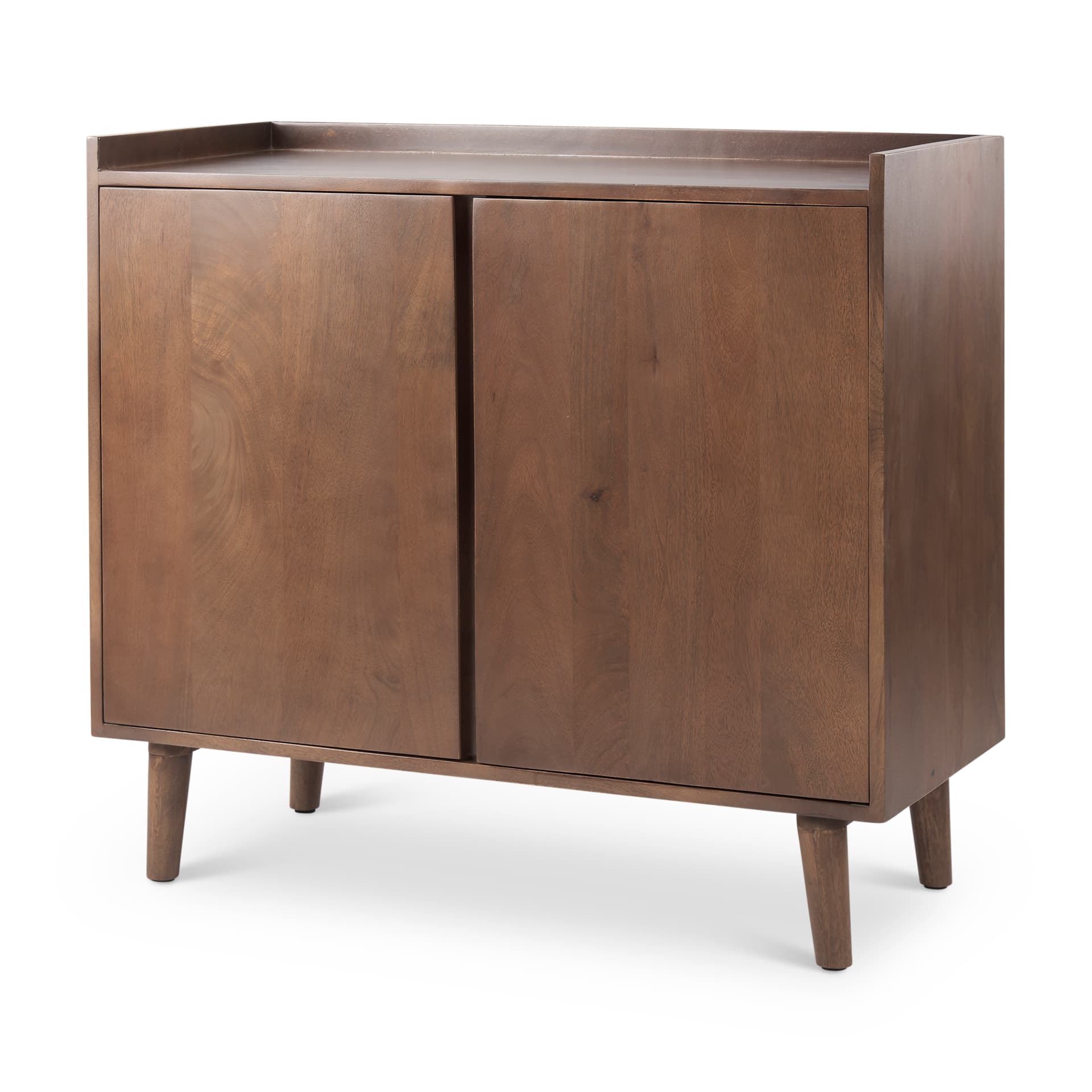 Lillie 36.0L x 16.0W x 32.0H Medium Brown Wood 2 Door Tray Top Accent Cabinet — product photograph