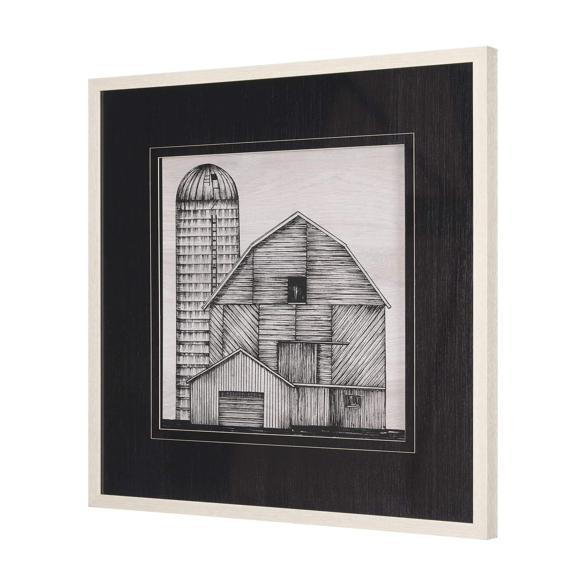 Barn Buildings I by Mercana Studio a Hand Embellished Textured Framed Art Print Matted under Glass — product photograph