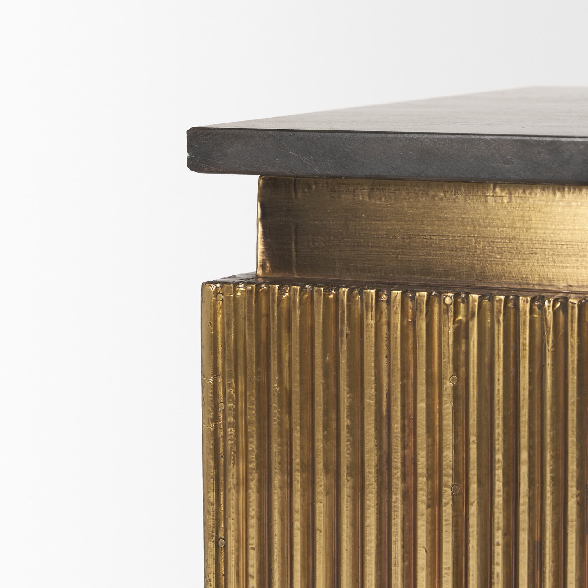 Satima Black Marble w/ Gold Metal Square Fluted Accent Table — product photograph