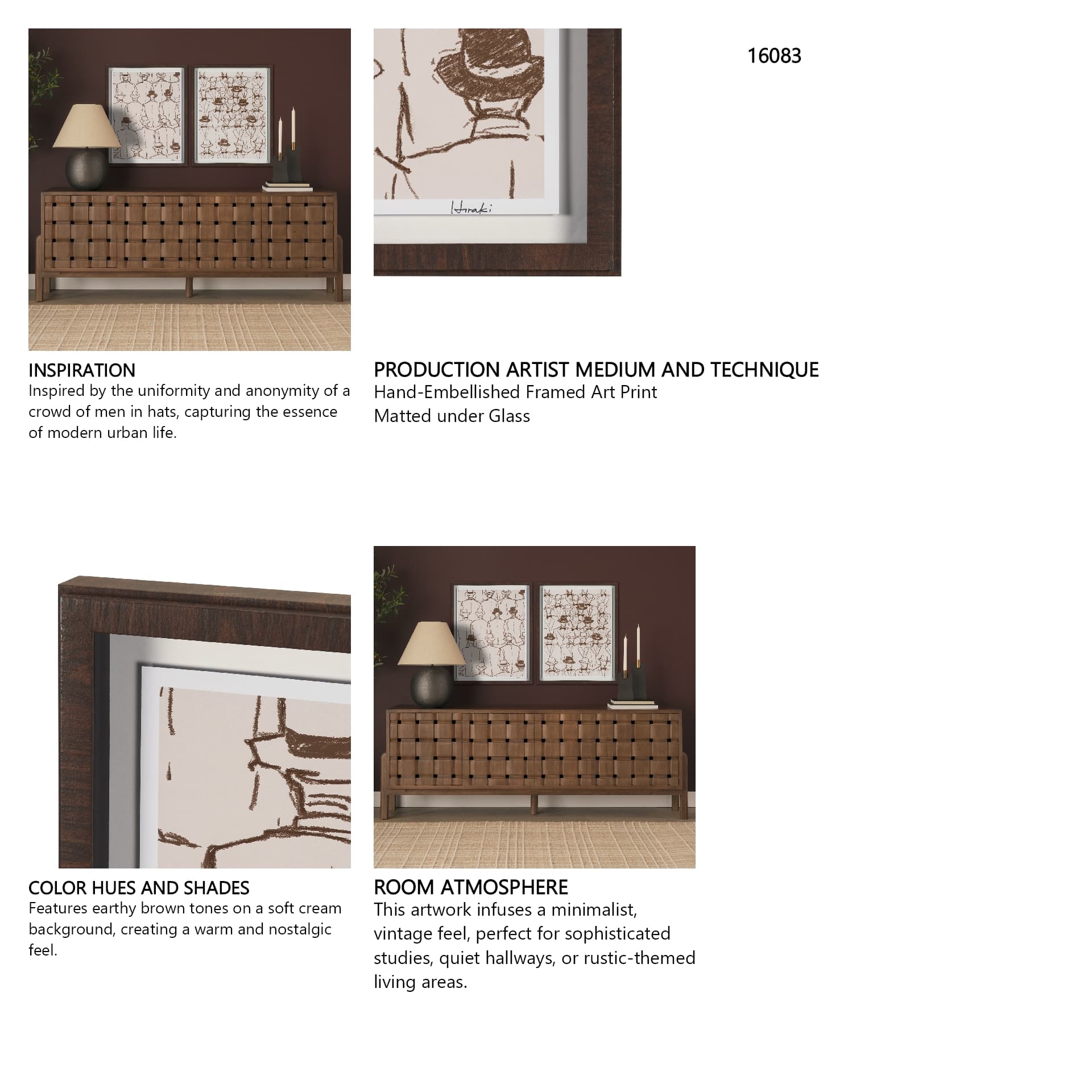 Overcoats by Mercana Studio Hand-Embellished Framed Artwork Matted under Glass — in a styled room
