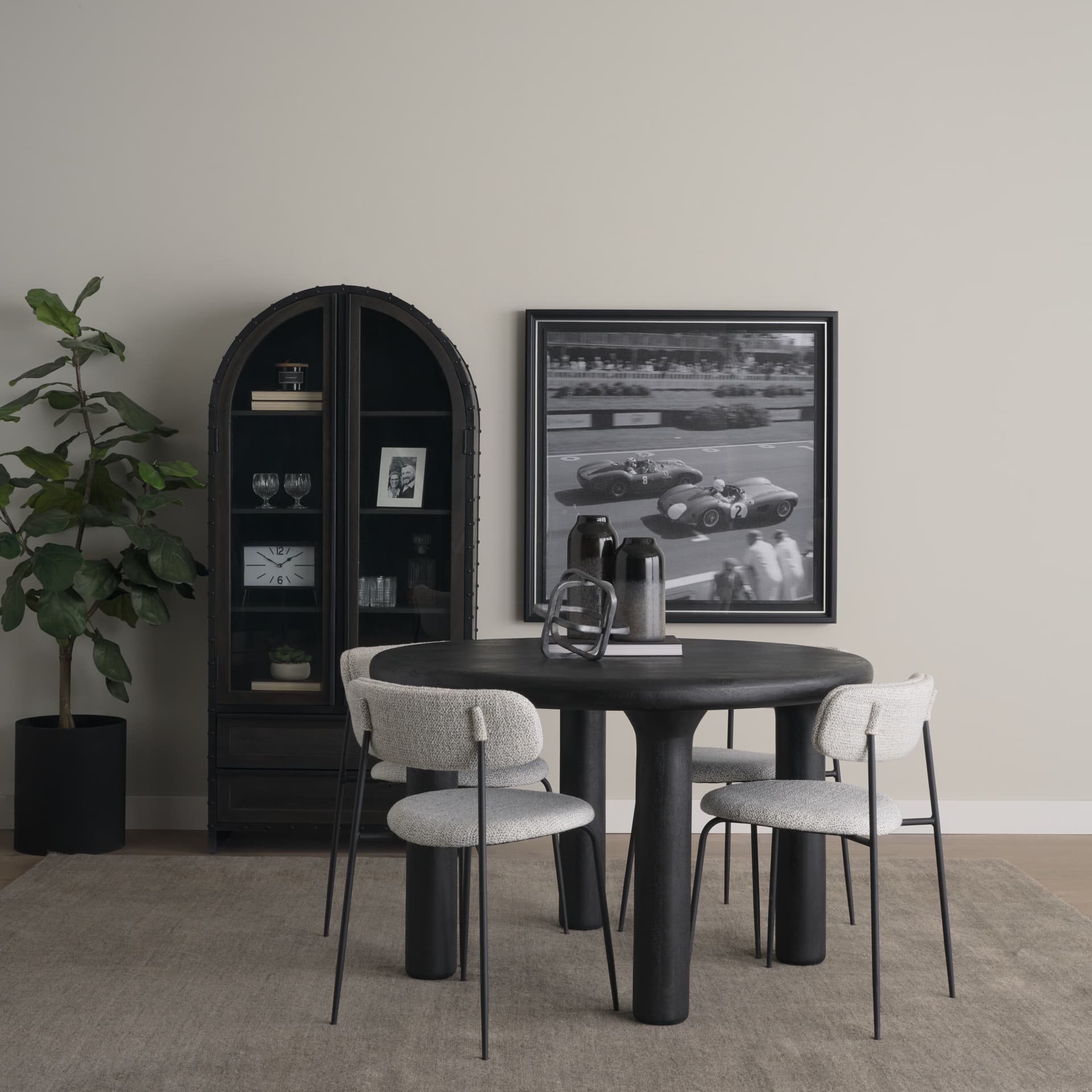 Soma 48" Round Dining Table | Modern | Black Wood | Seats 4 — product photograph