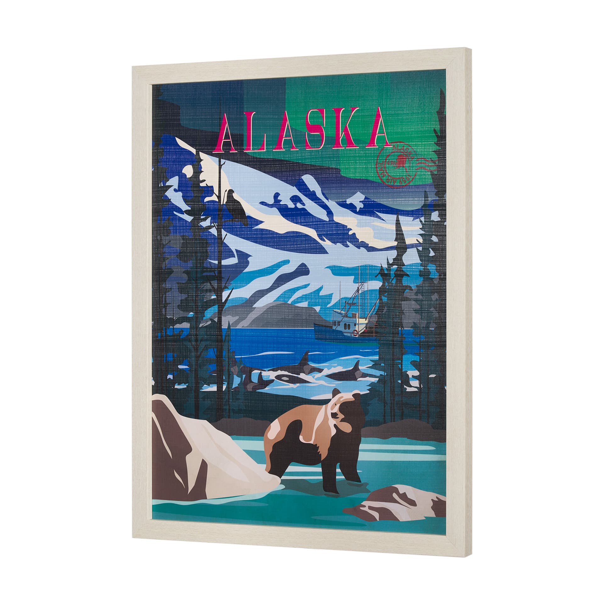 Alaska Go USA (L) by Mercana Studio a Hand Embellished Decograph Framed Art Print — product photograph