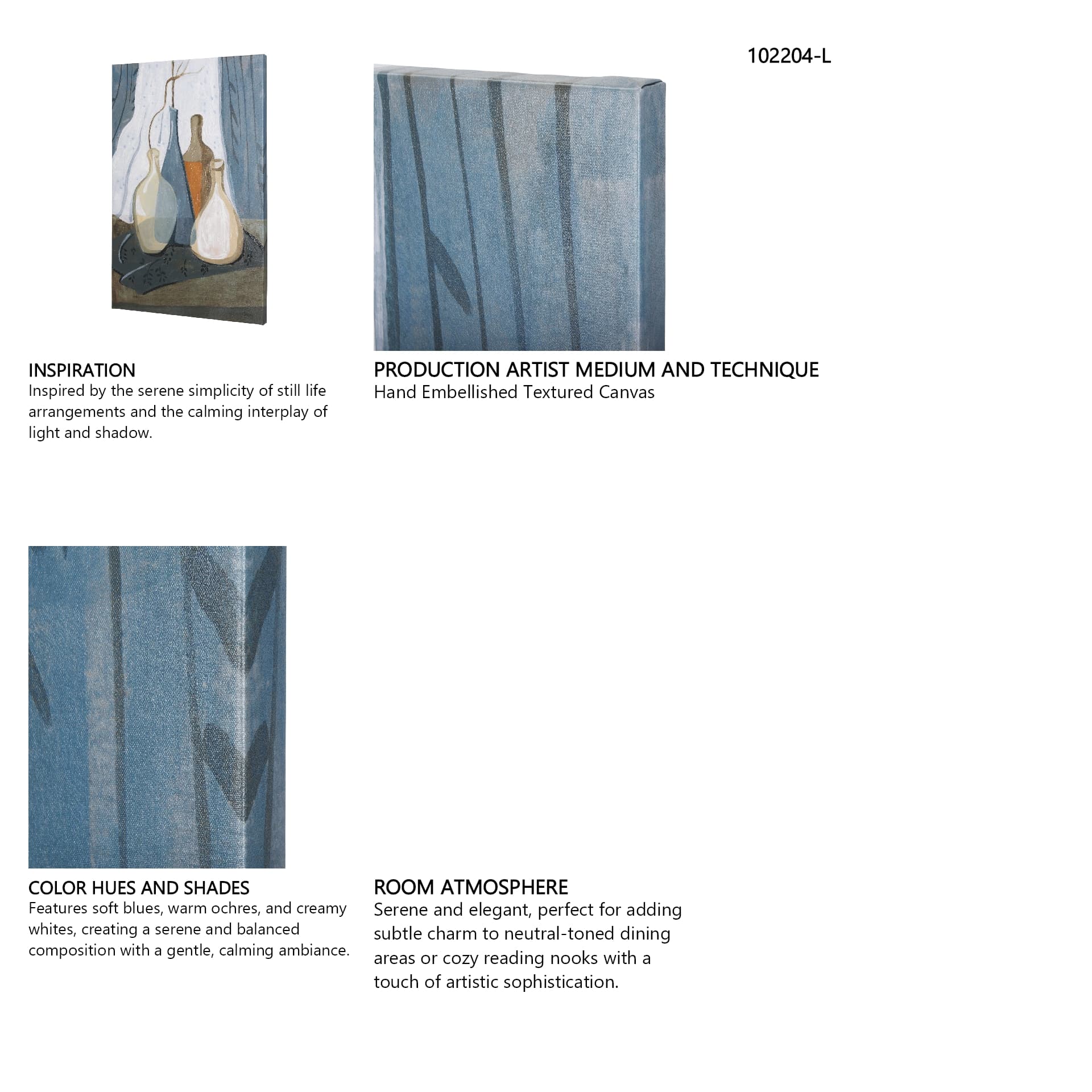 Still life III by Mercana Studio a Hand Embellished Textured Canvas — in a styled room