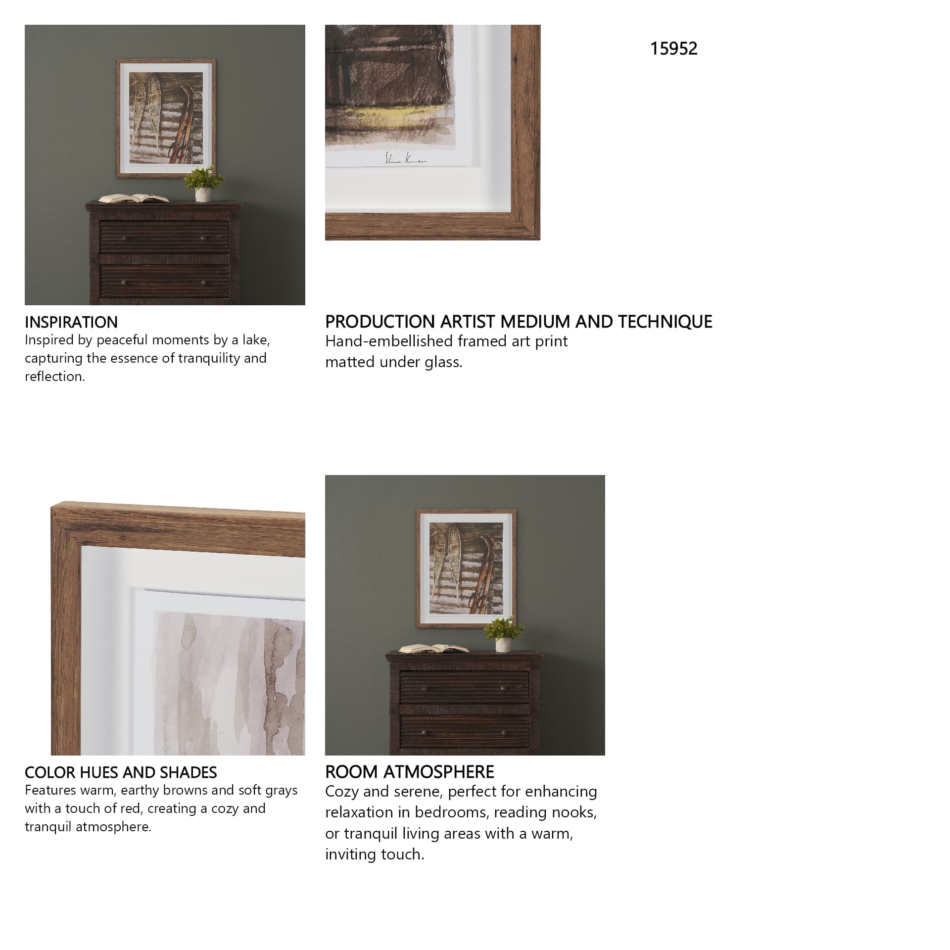 At The Cabin IV by Mercana Studio Hand Embelished Framed Artwork Matted under Glass — in a styled room
