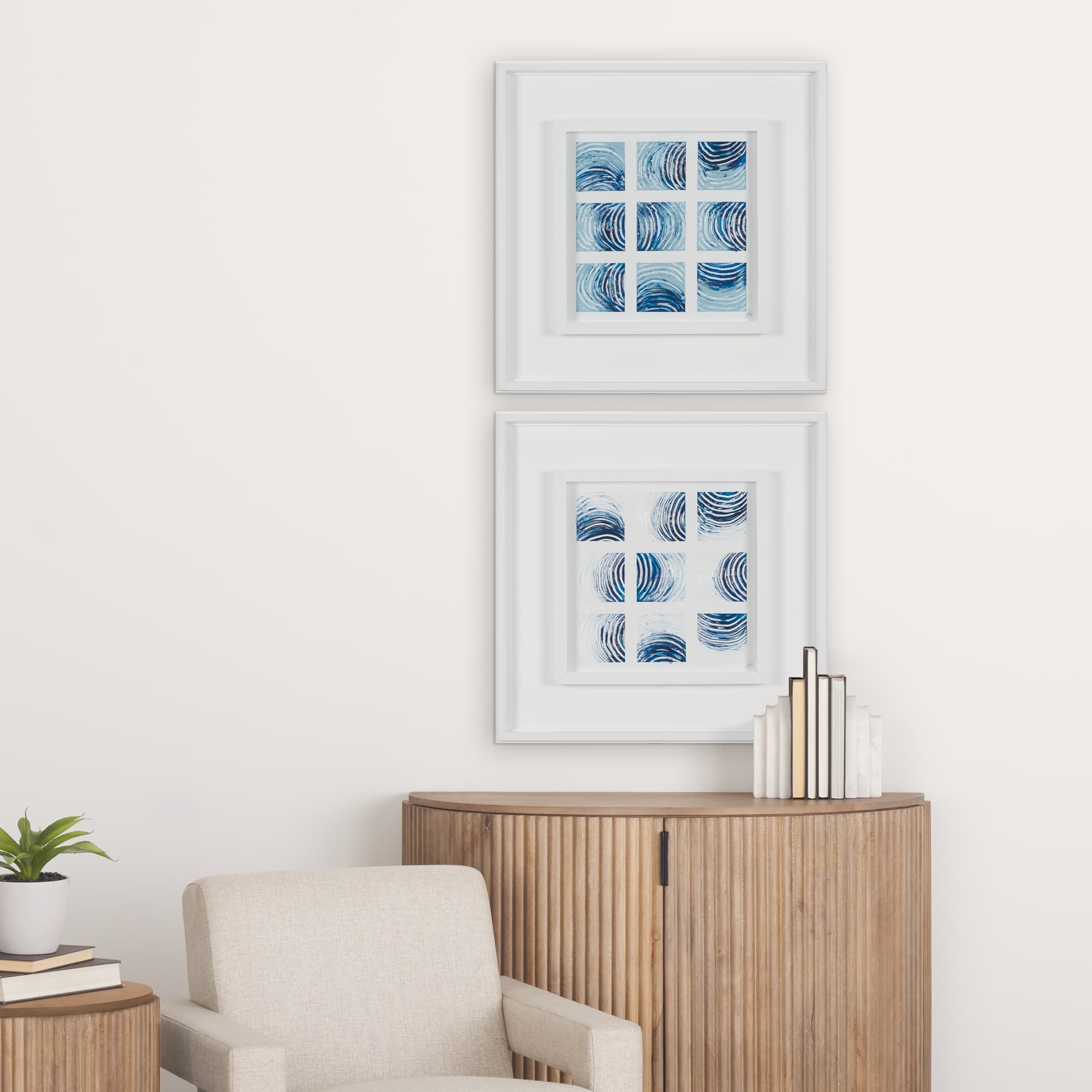 Ocean Sounds II by Studio M a handmade Original Framed Artwork under Glass — in a styled room