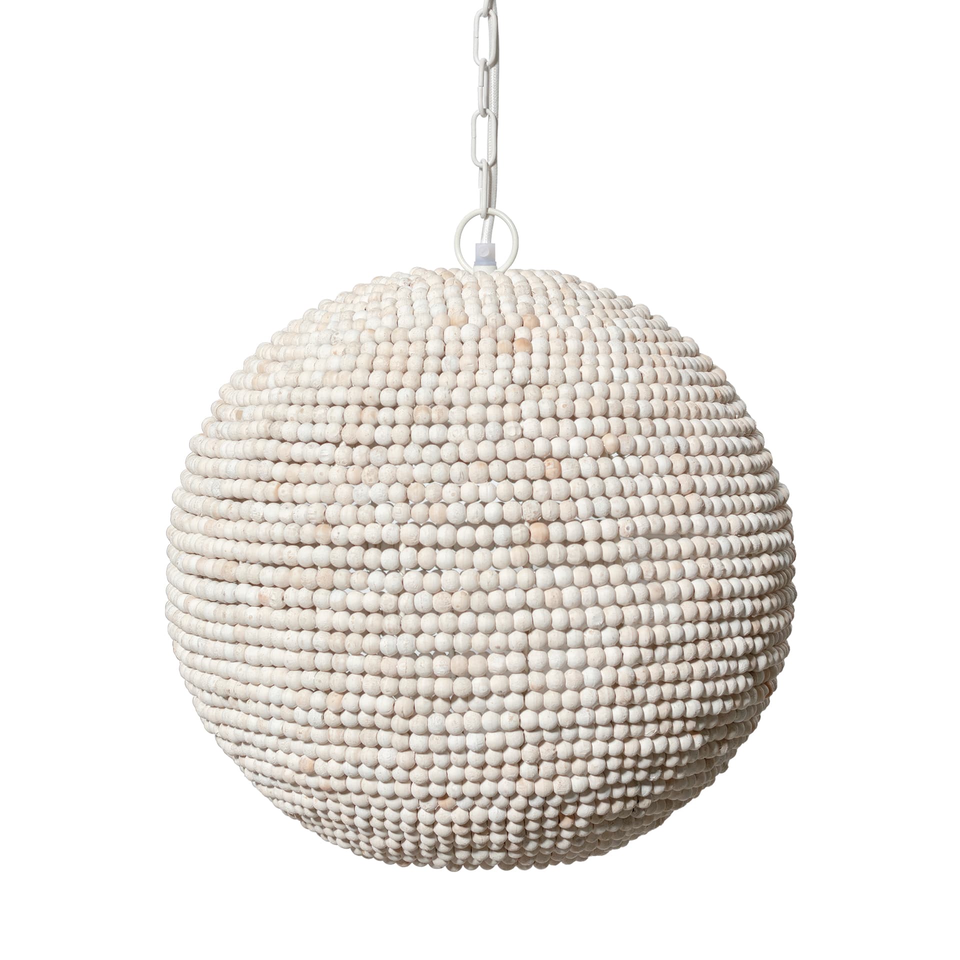 Theta 15.5x14.5 White-Washed Wood Beaded Pendant Light — product photograph