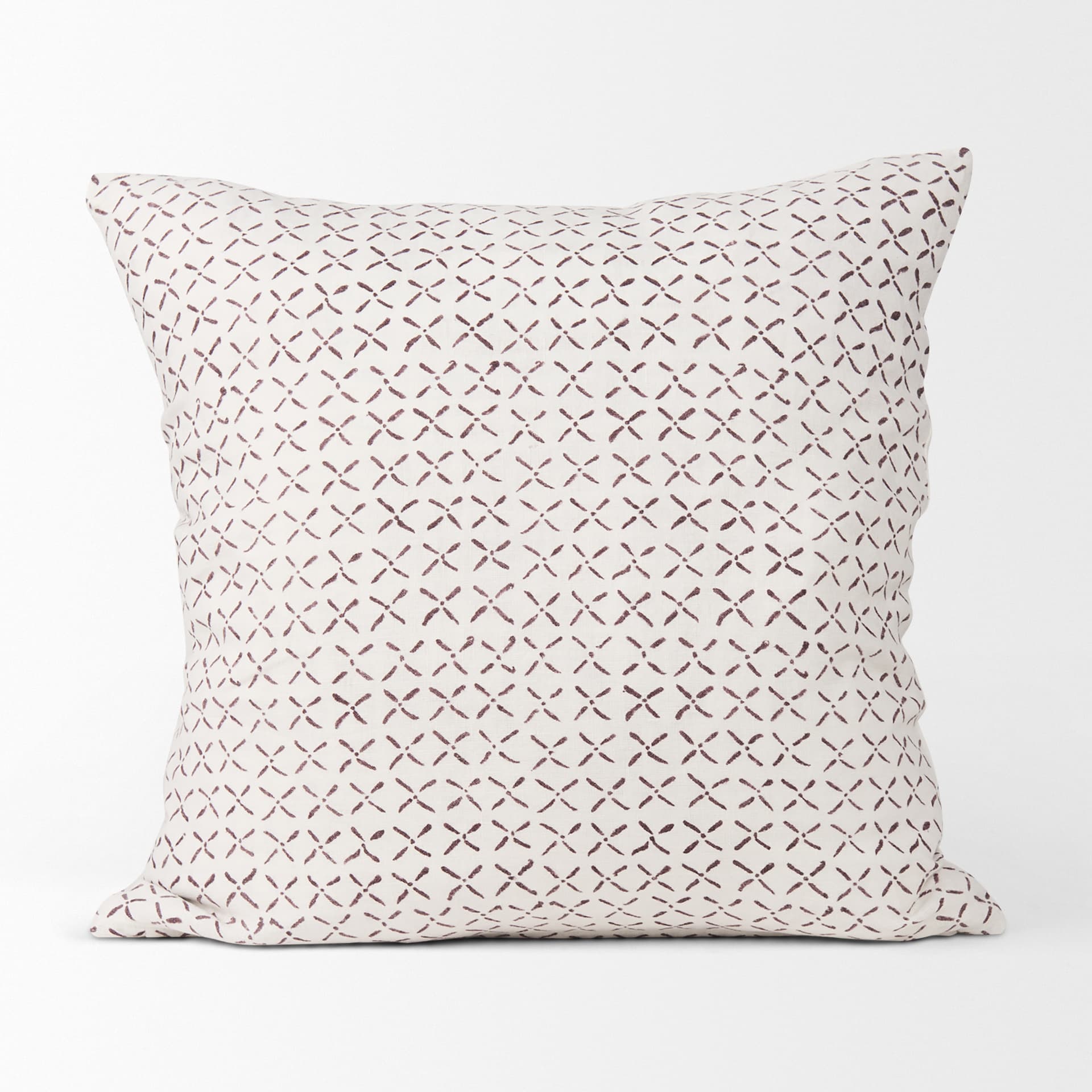 Jayden 22x22 Cream w/ Merlot Print Linen Square Pillow Cover — product photograph